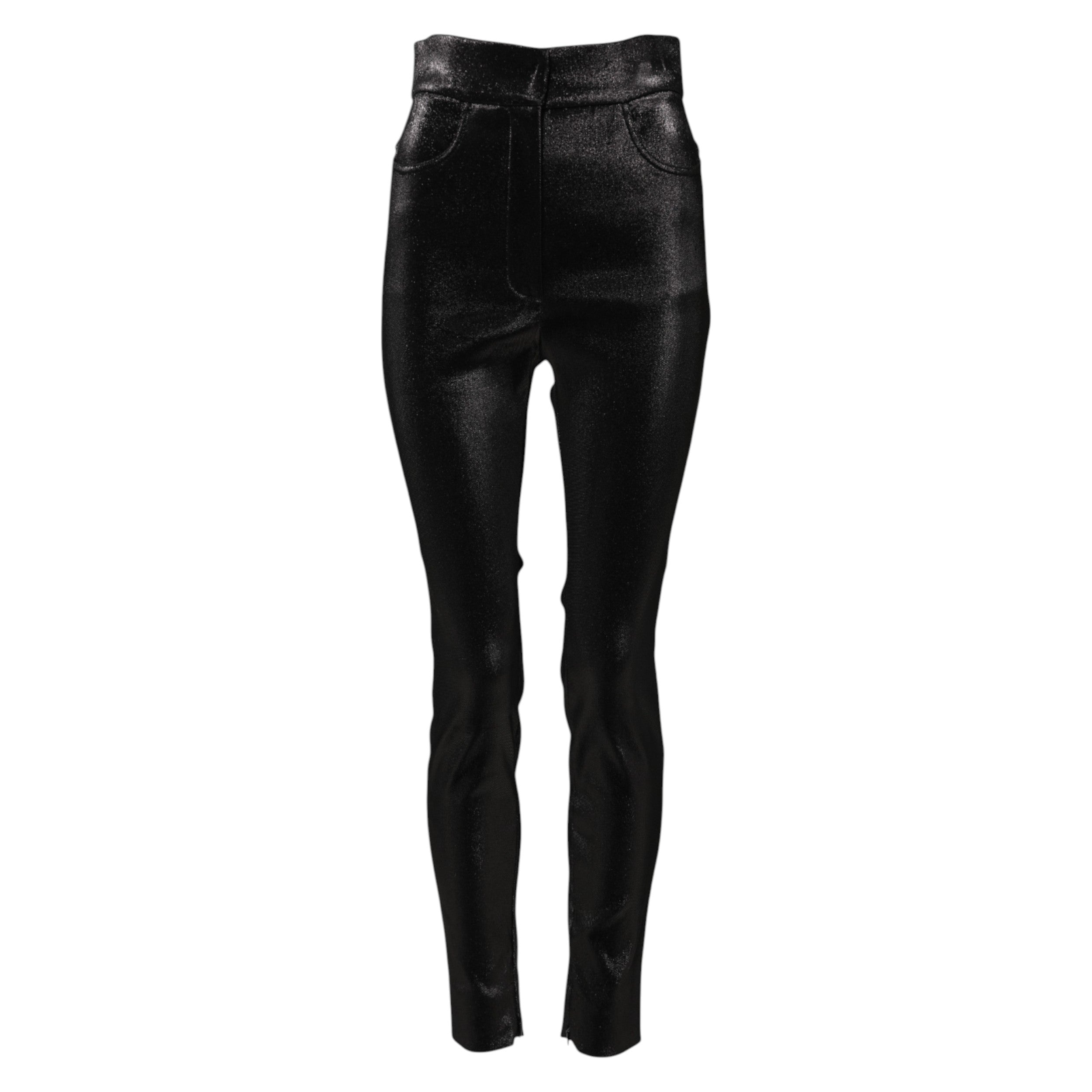 Dolce & Gabbana Black Cotton Stretch Lurex Thread Skinny Pants