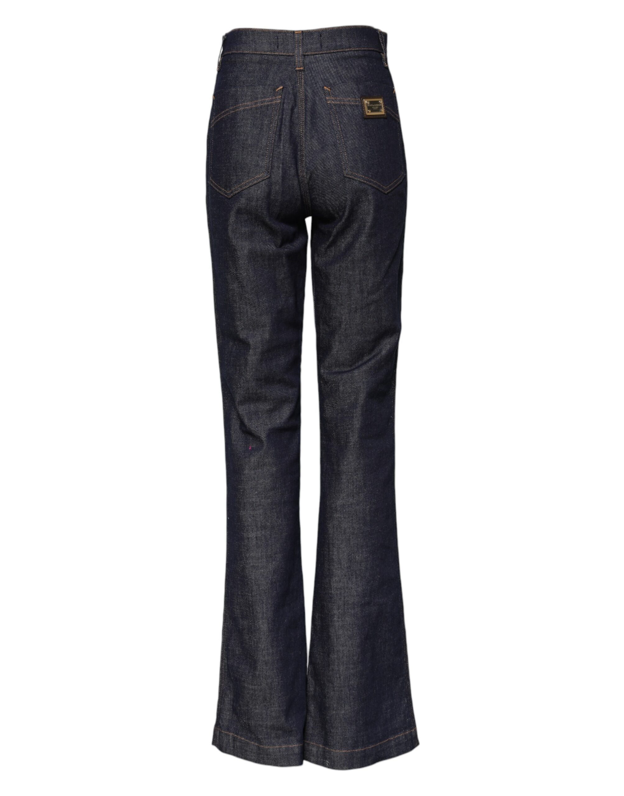 Dolce & Gabbana Blue Cotton High Waist Flared Denim Jeans