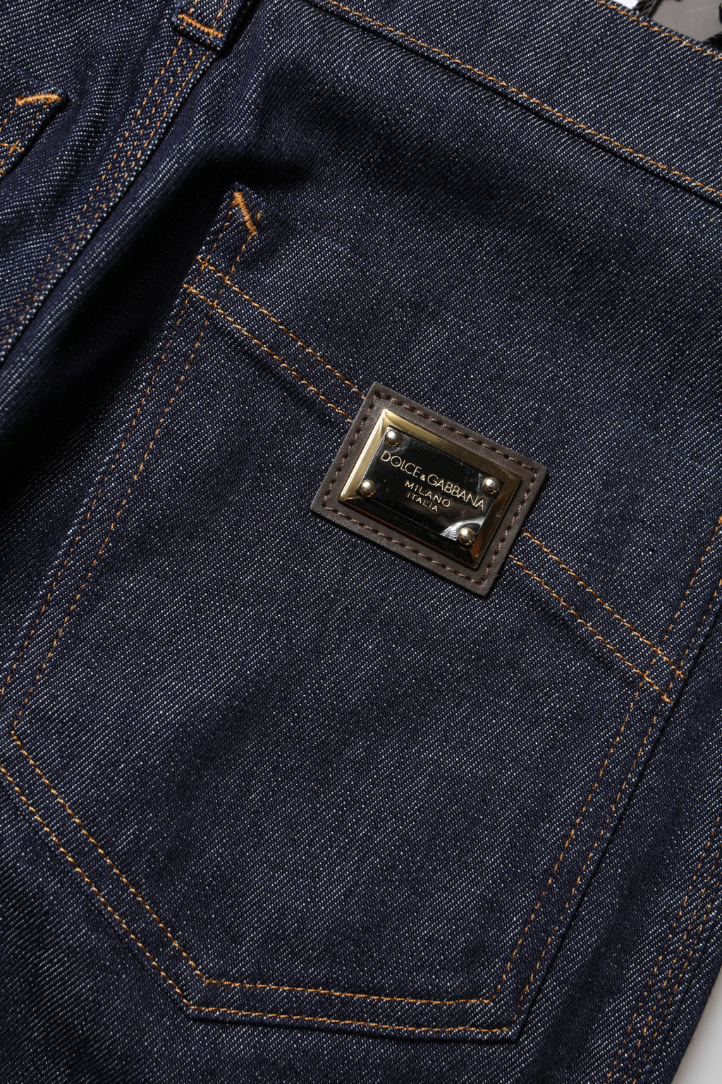 Dolce & Gabbana Blue Cotton High Waist Flared Denim Jeans