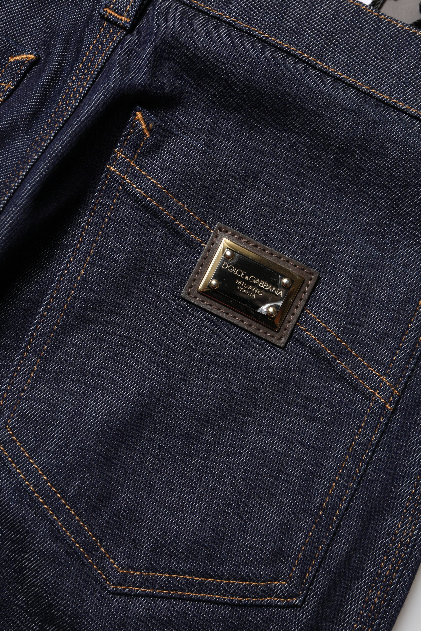 Dolce & Gabbana Blue Cotton High Waist Flared Denim Jeans