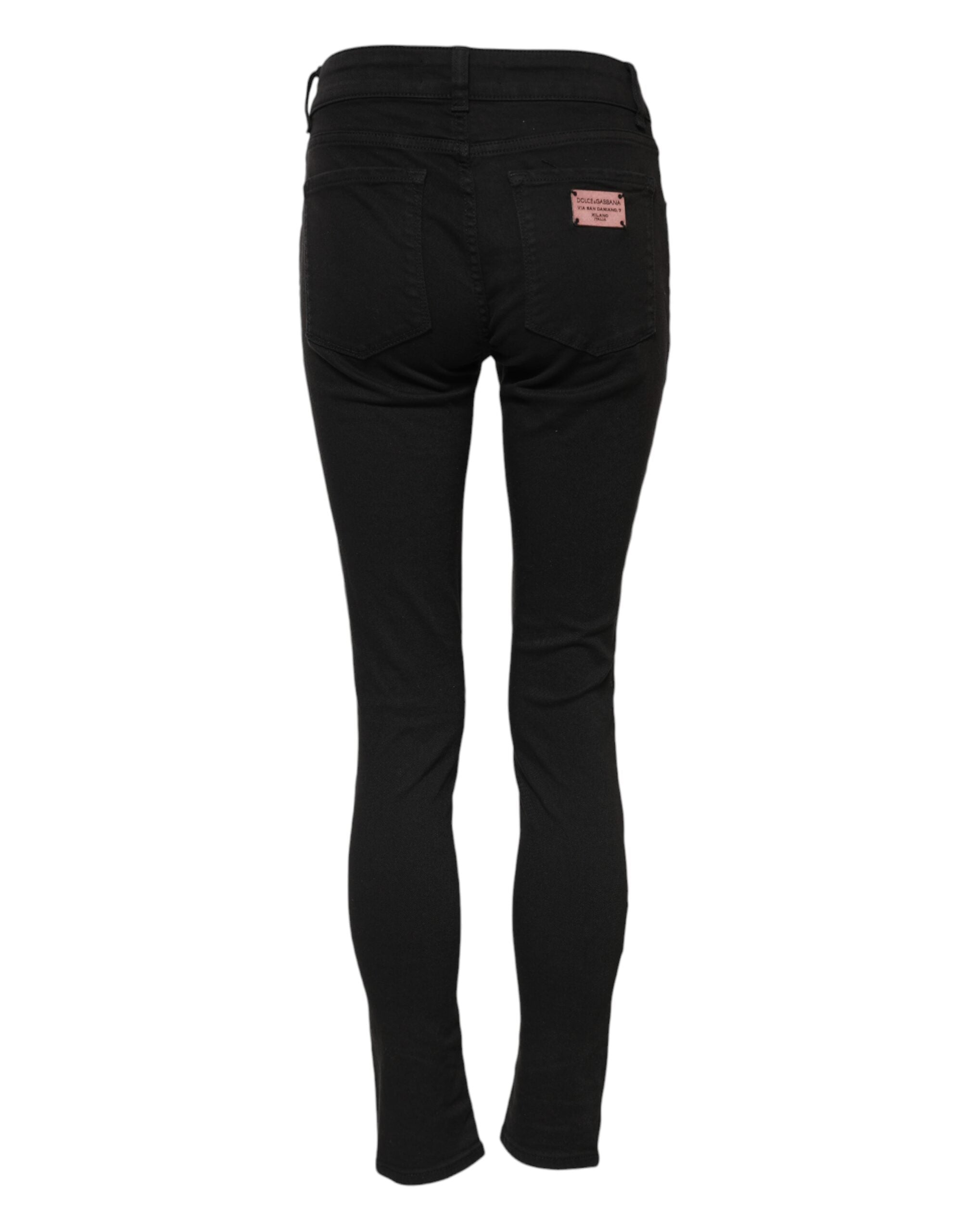 Dolce & Gabbana Black Cotton Skinny Mid Waist Denim Jeans