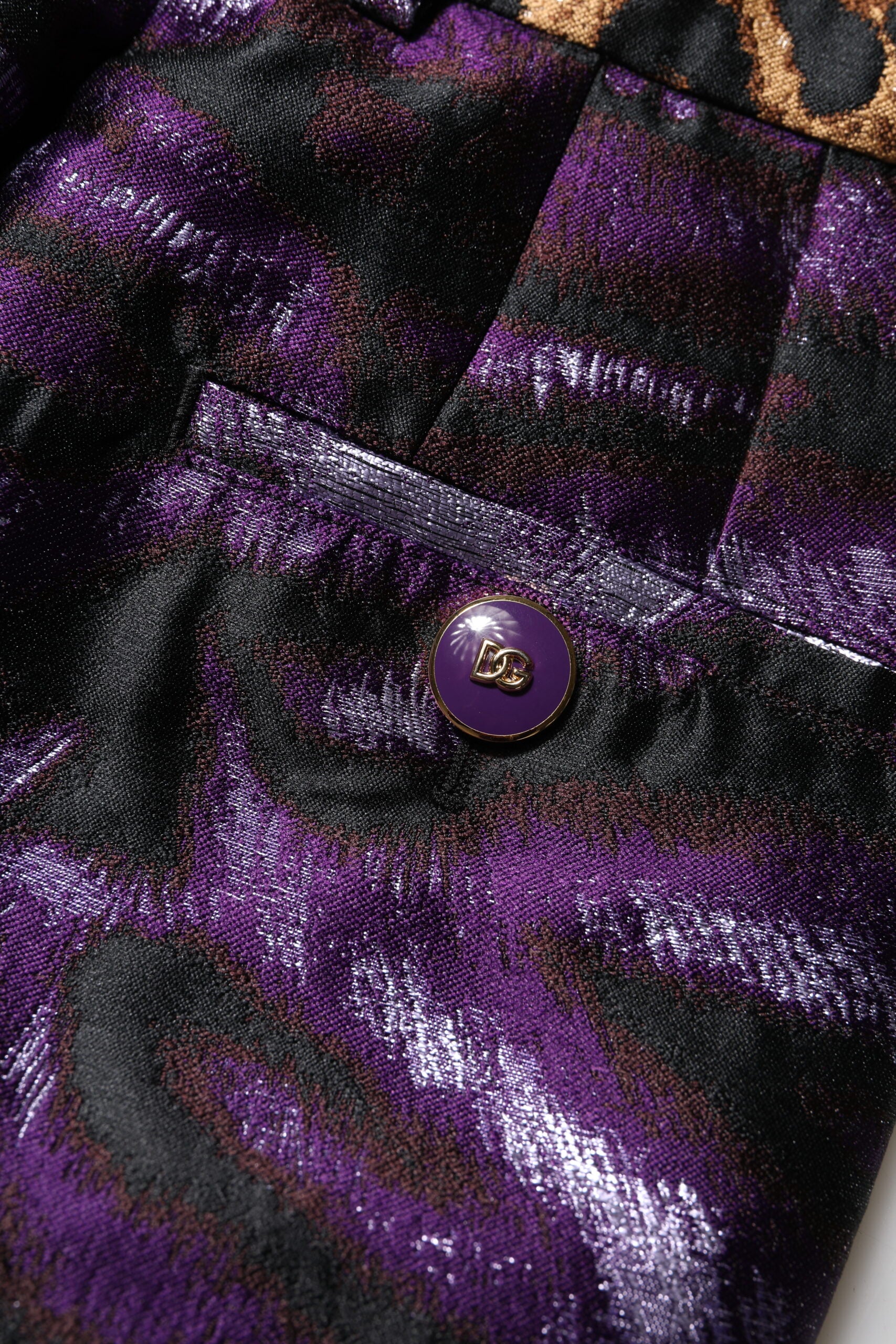 Dolce & Gabbana Purple Polyester Leopard Pattern Flared Pants