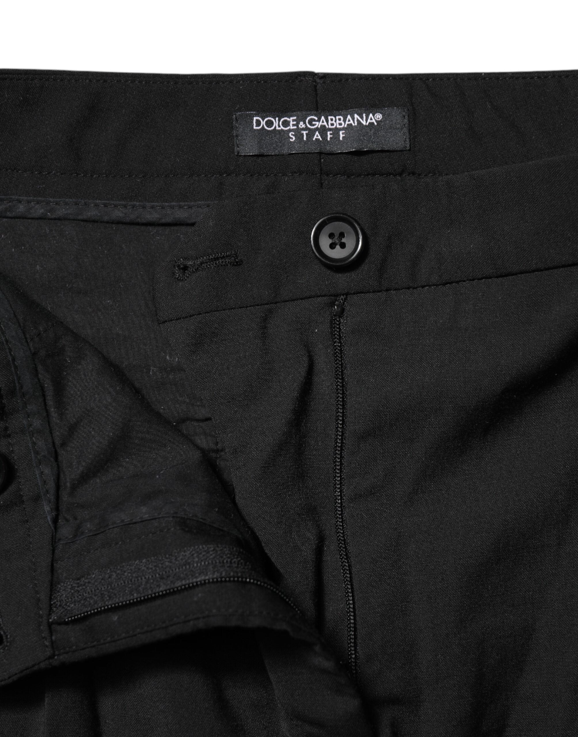 Dolce & Gabbana Black STAFF Mid Waist Tapered Pants
