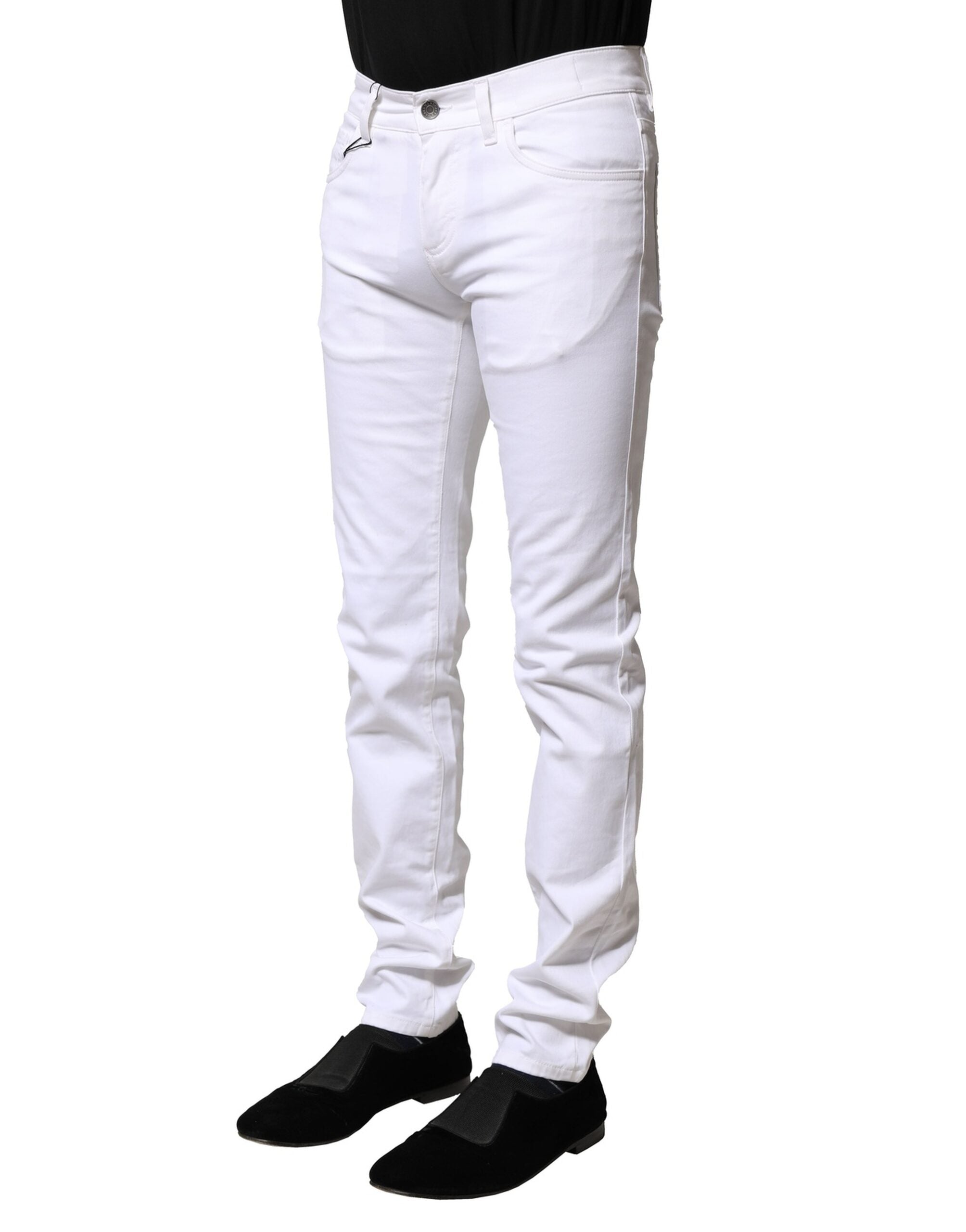 Dolce & Gabbana White Cotton Skinny Men Denim Jeans