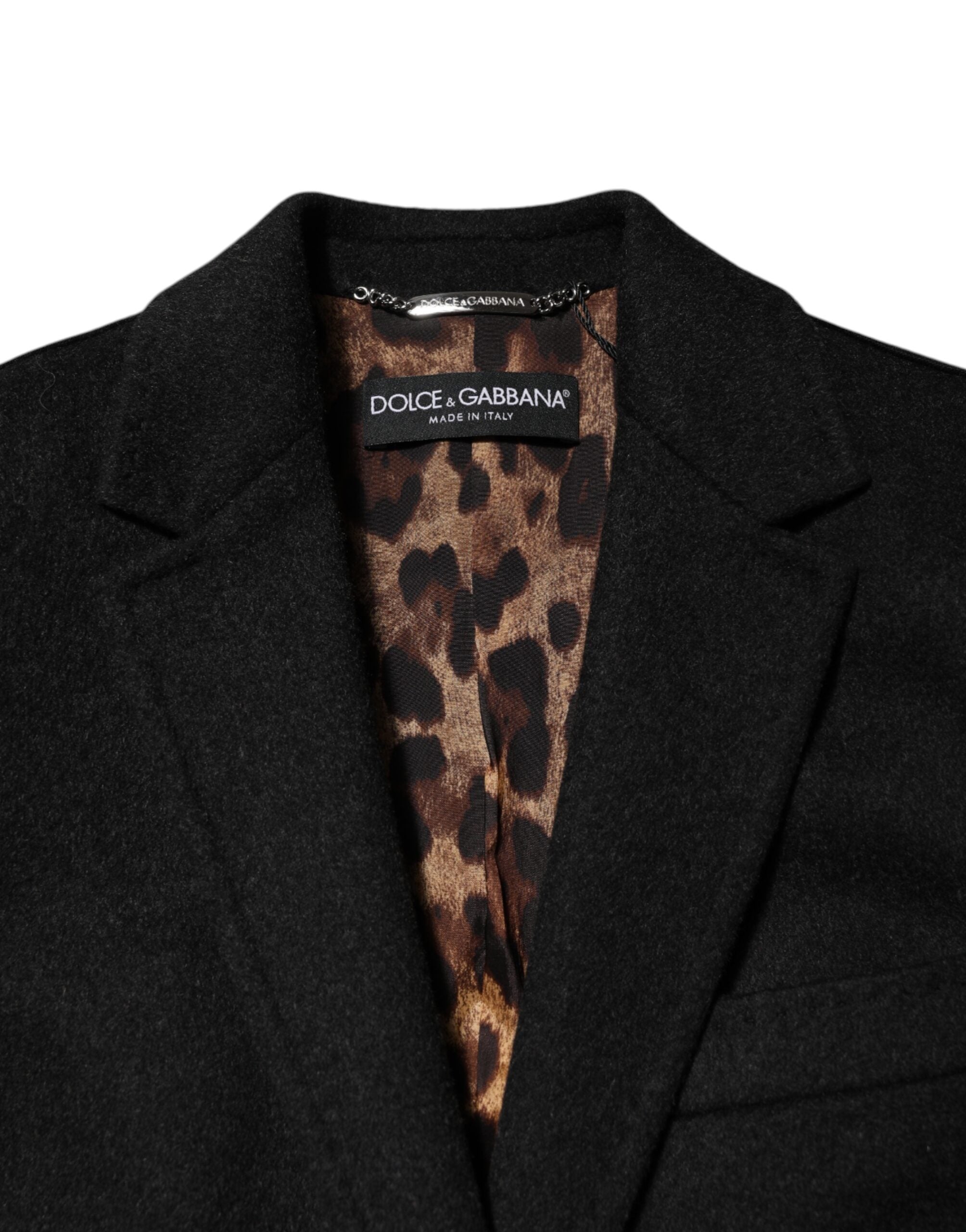 Dolce & Gabbana Black Wool Long Sleeves Trench Coat Jacket