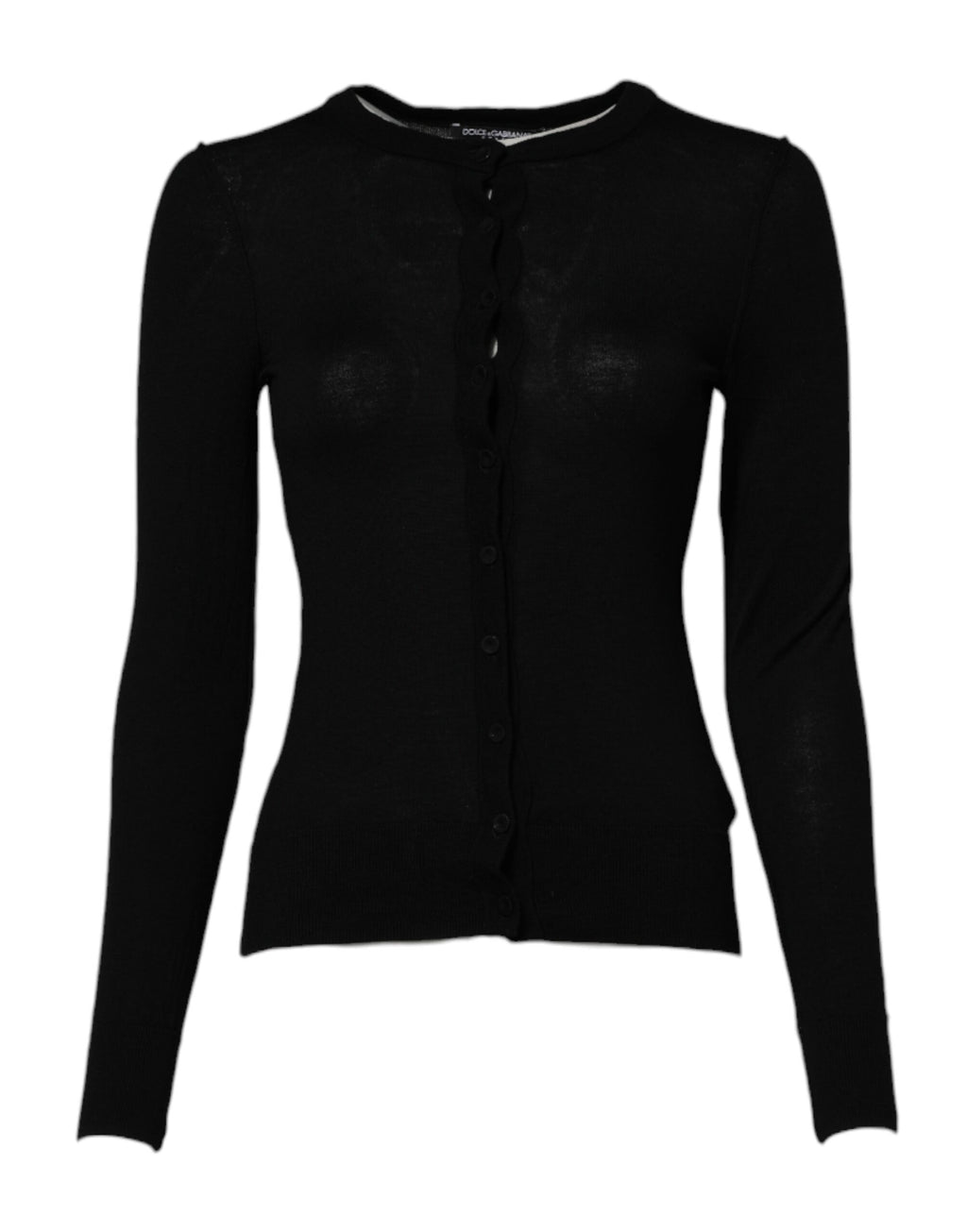 Dolce & Gabbana Black Wool Knit Crew Neck Cardigan Sweater