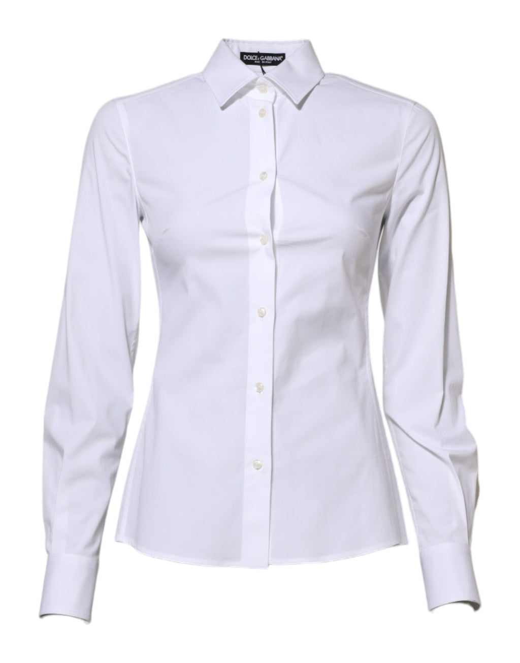 Dolce & Gabbana White Cotton Long Sleeves Collared Shirt Top