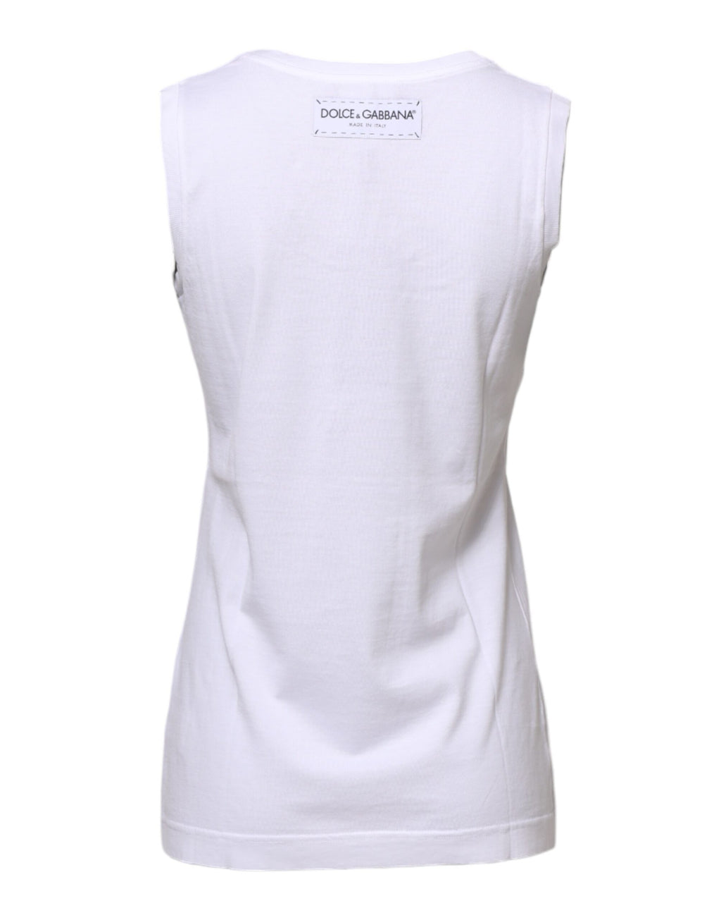 Dolce & Gabbana White Printed Cotton Sleeveless Tank T-shirt