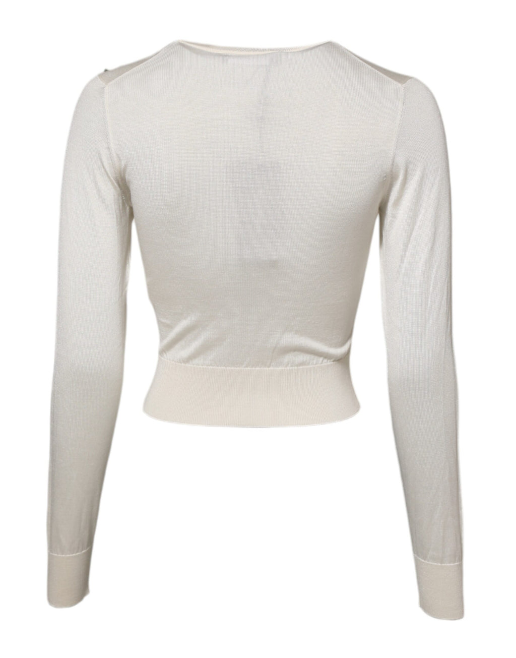 Dolce & Gabbana White Silk Lily Embellished Pullover Sweater