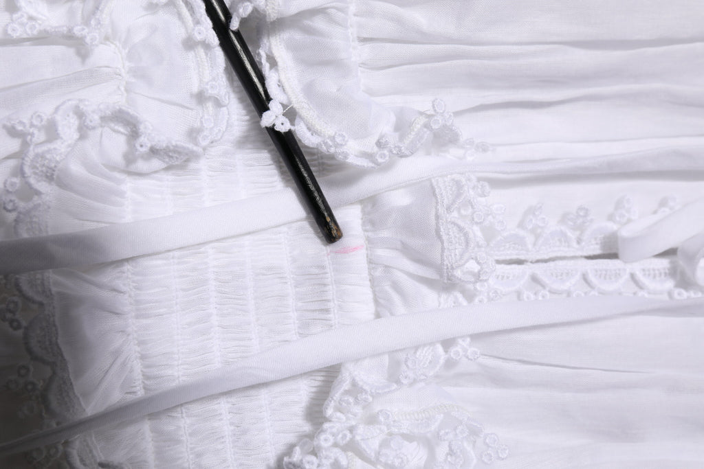 Dolce & Gabbana White Ruffled Lace Embellished Blouse Top