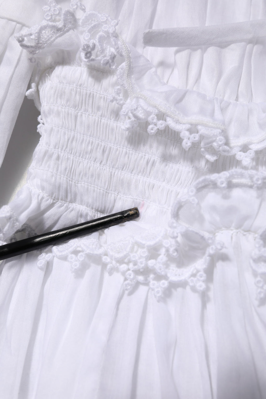 Dolce & Gabbana White Ruffled Lace Embellished Blouse Top