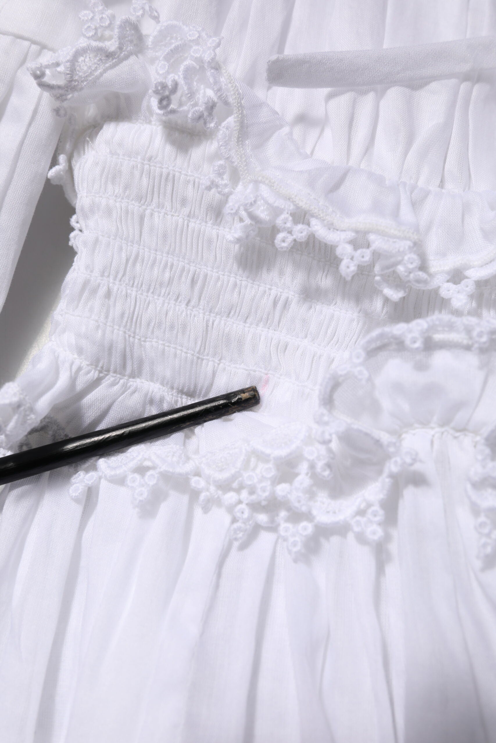 Dolce & Gabbana White Ruffled Lace Embellished Blouse Top