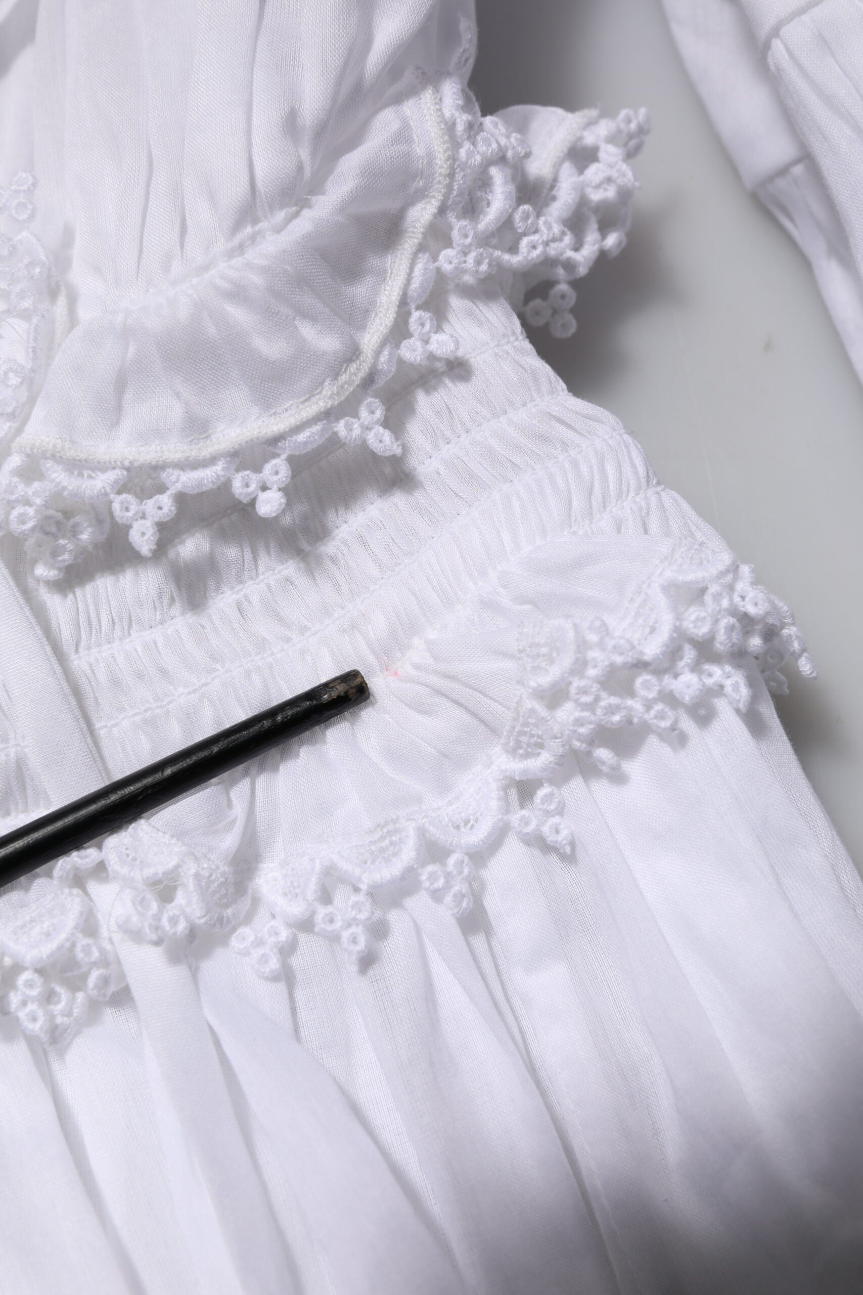 Dolce & Gabbana White Ruffled Lace Embellished Blouse Top