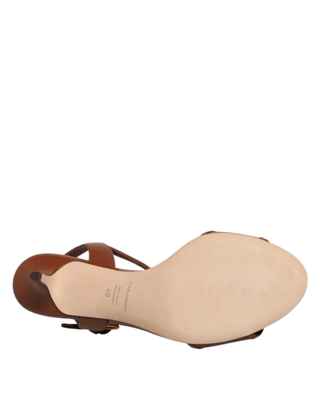 Dolce & Gabbana Brown Leather Logo Heel Sandals Shoes