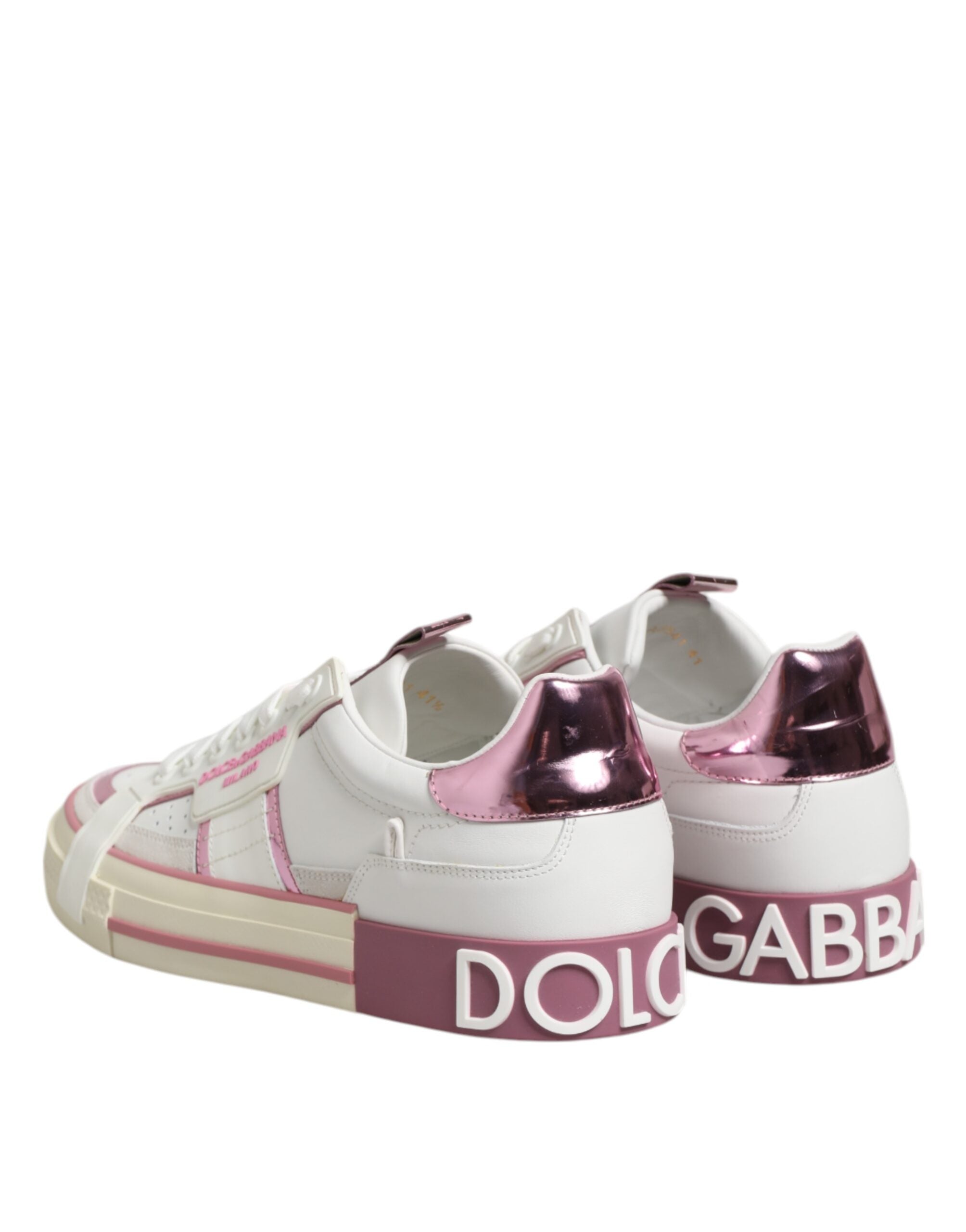 Dolce & Gabbana White Leather DG Logo Low Top Sneakers Shoes