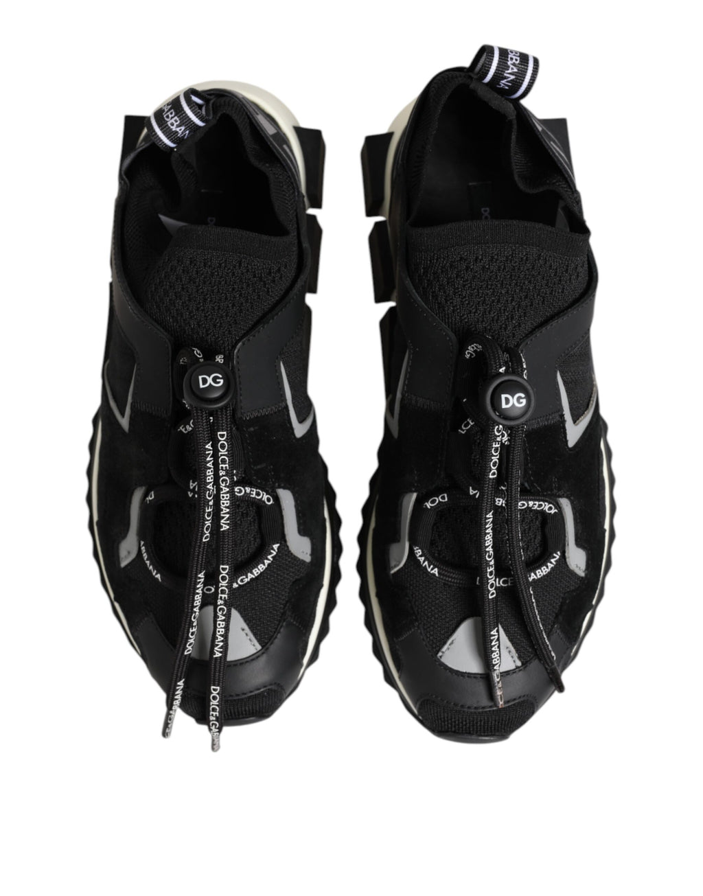 Dolce & Gabbana Black White Logo Sorrento Sneakers Shoes