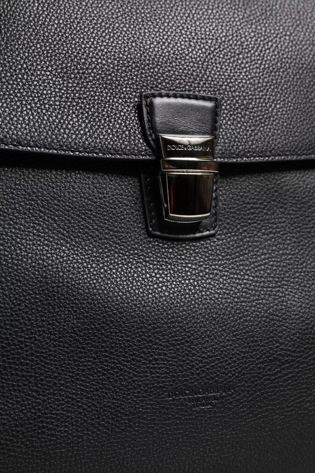 Dolce & Gabbana Black Leather Document Briefcase Top Handle Bag
