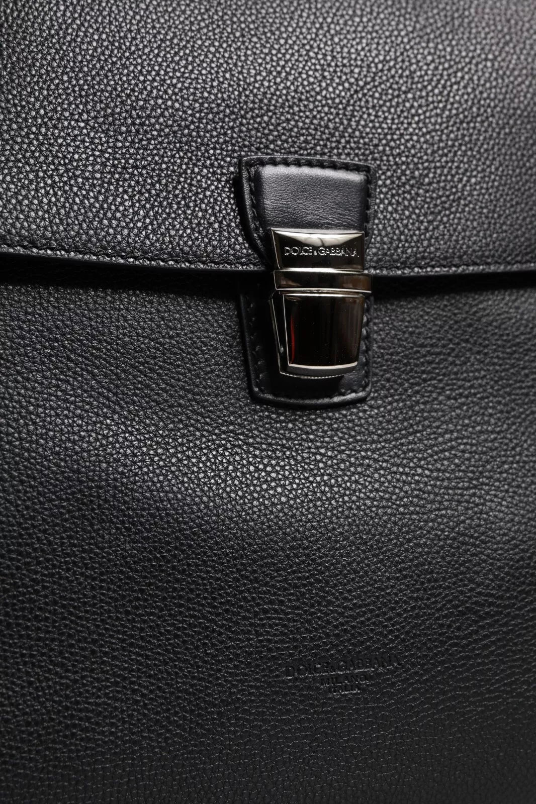 Dolce & Gabbana Black Leather Document Briefcase Top Handle Bag