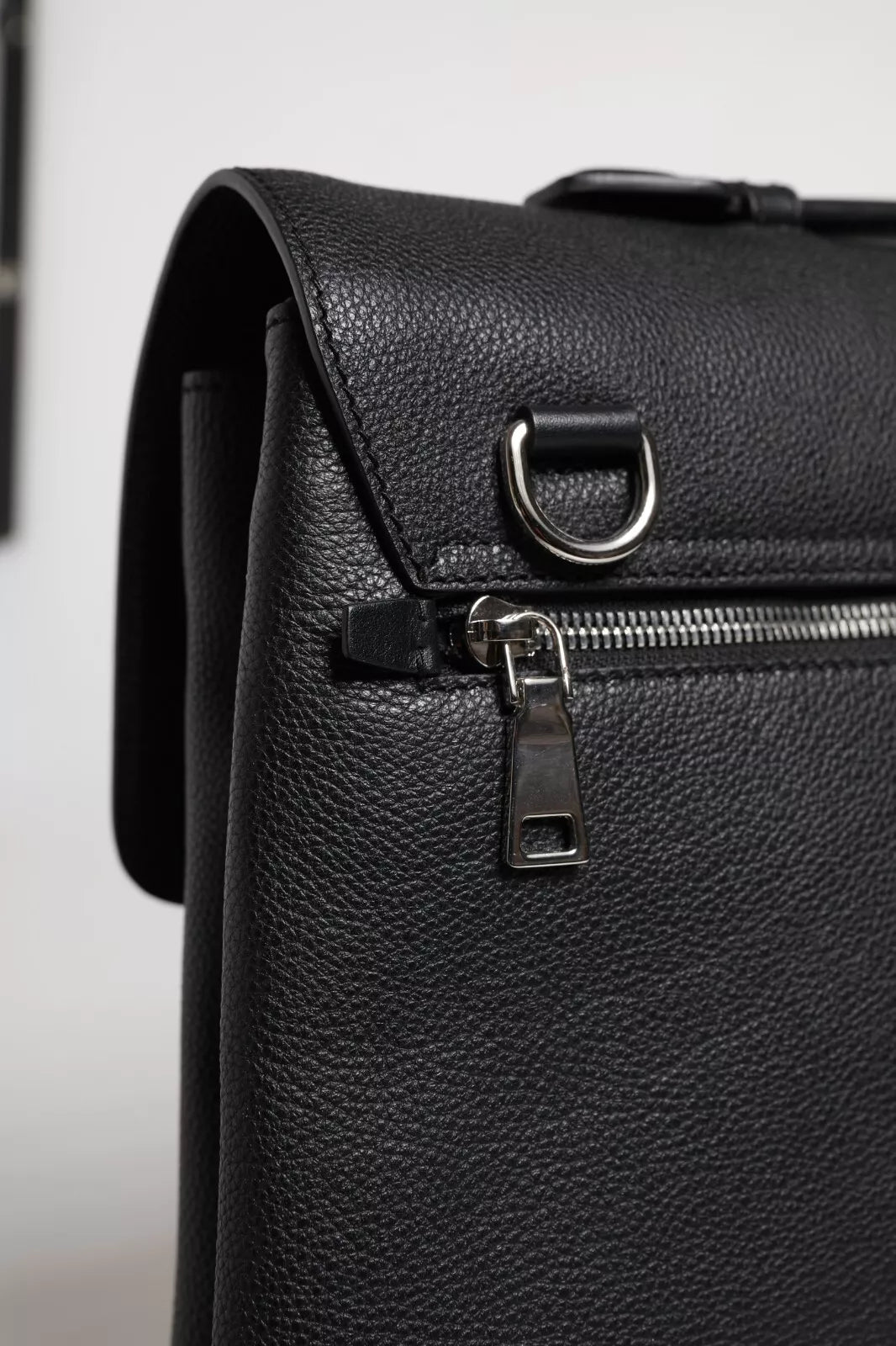 Dolce & Gabbana Black Leather Document Briefcase Top Handle Bag