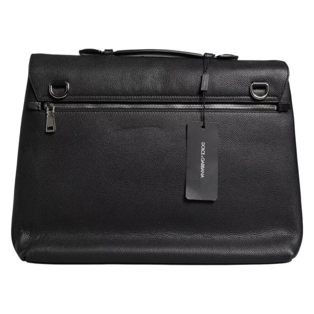 Dolce & Gabbana Black Leather Document Briefcase Top Handle Bag