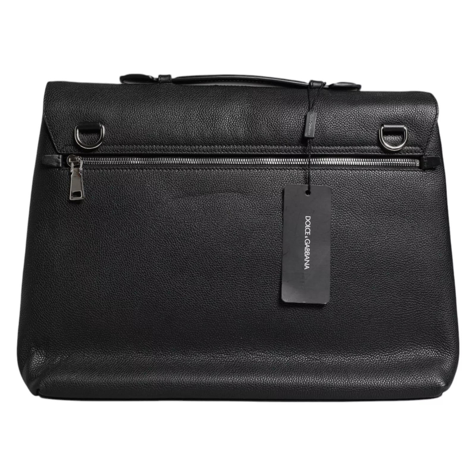 Dolce & Gabbana Black Leather Document Briefcase Top Handle Bag