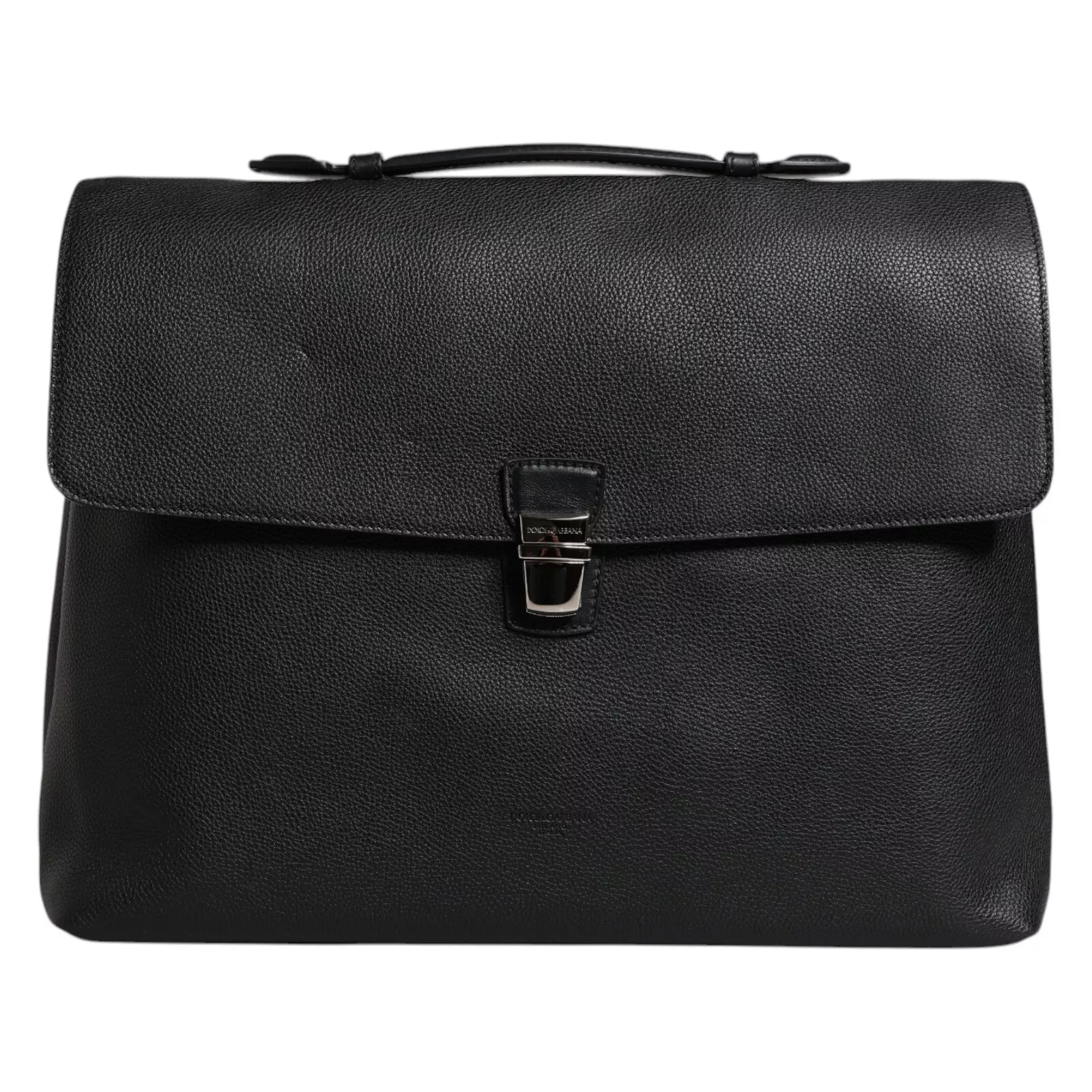 Dolce & Gabbana Black Leather Document Briefcase Top Handle Bag