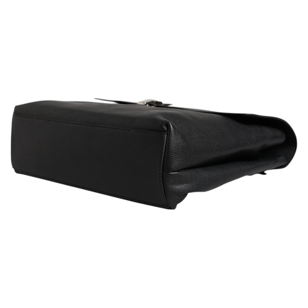 Dolce & Gabbana Black Leather Document Briefcase Top Handle Bag