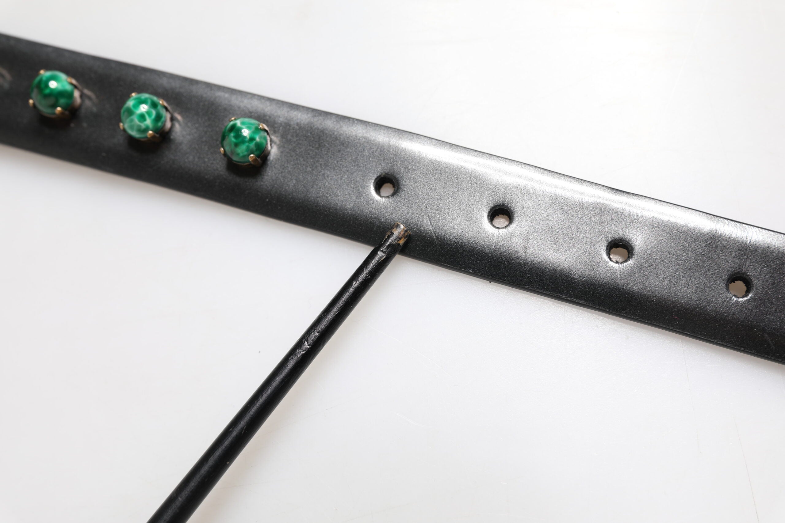 Dolce & Gabbana Black Leather Studded Silver Tone Buckle Belt