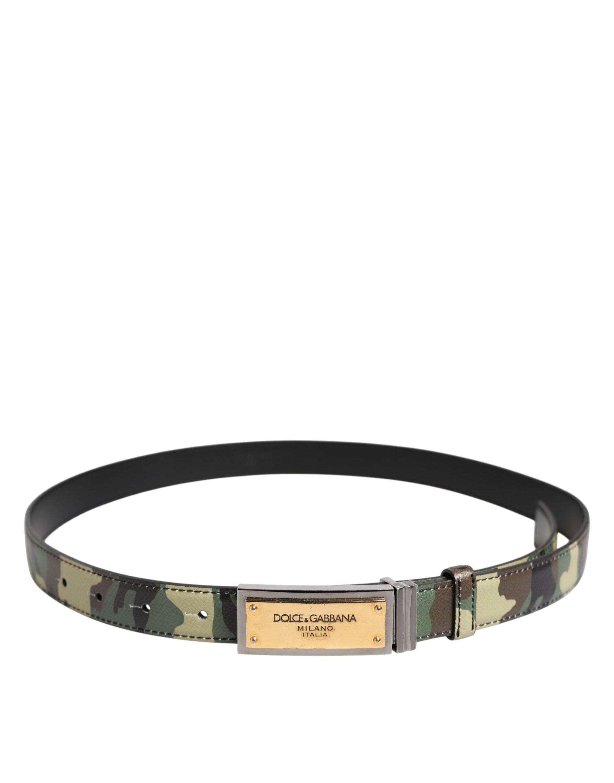 Dolce & Gabbana Multicolor Camouflage Metal Logo Buckle Belt