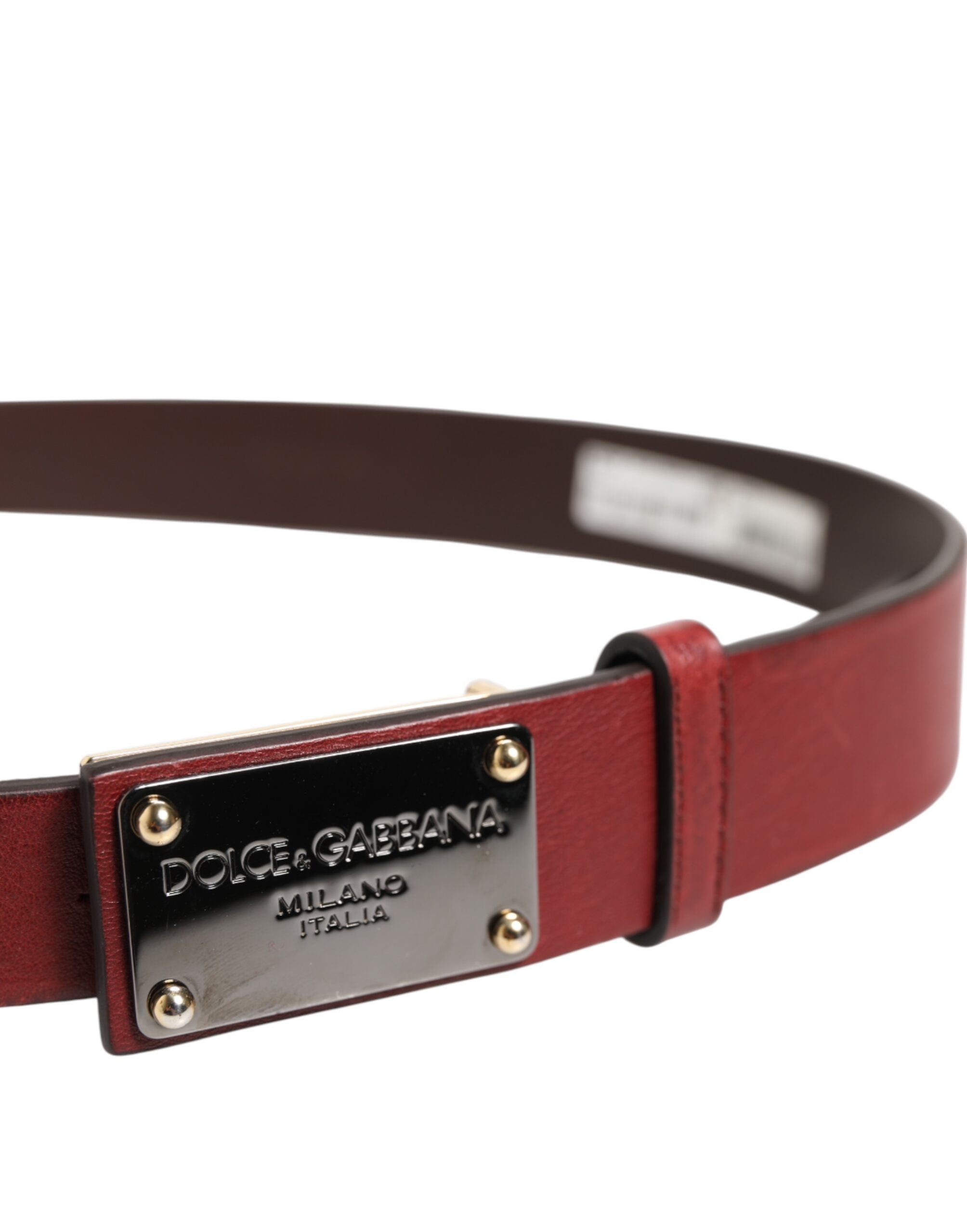 Dolce & Gabbana Maroon Classic Leather Metal Logo Buckle Belt