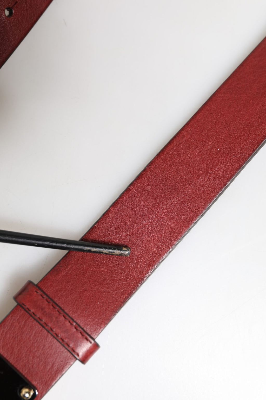 Dolce & Gabbana Maroon Classic Leather Metal Logo Buckle Belt