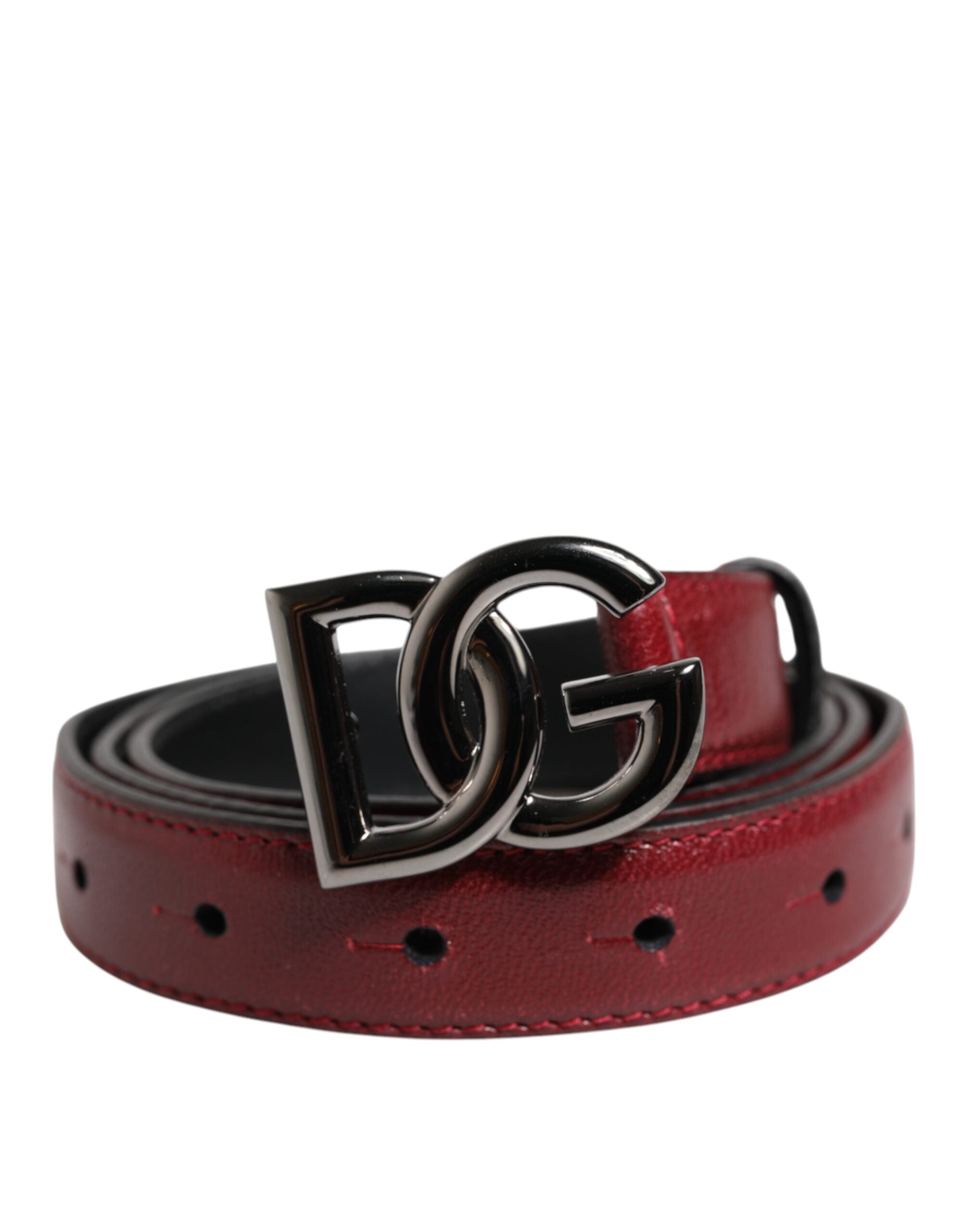 Dolce & Gabbana Red Classic Metal DG Logo Buckle Belt