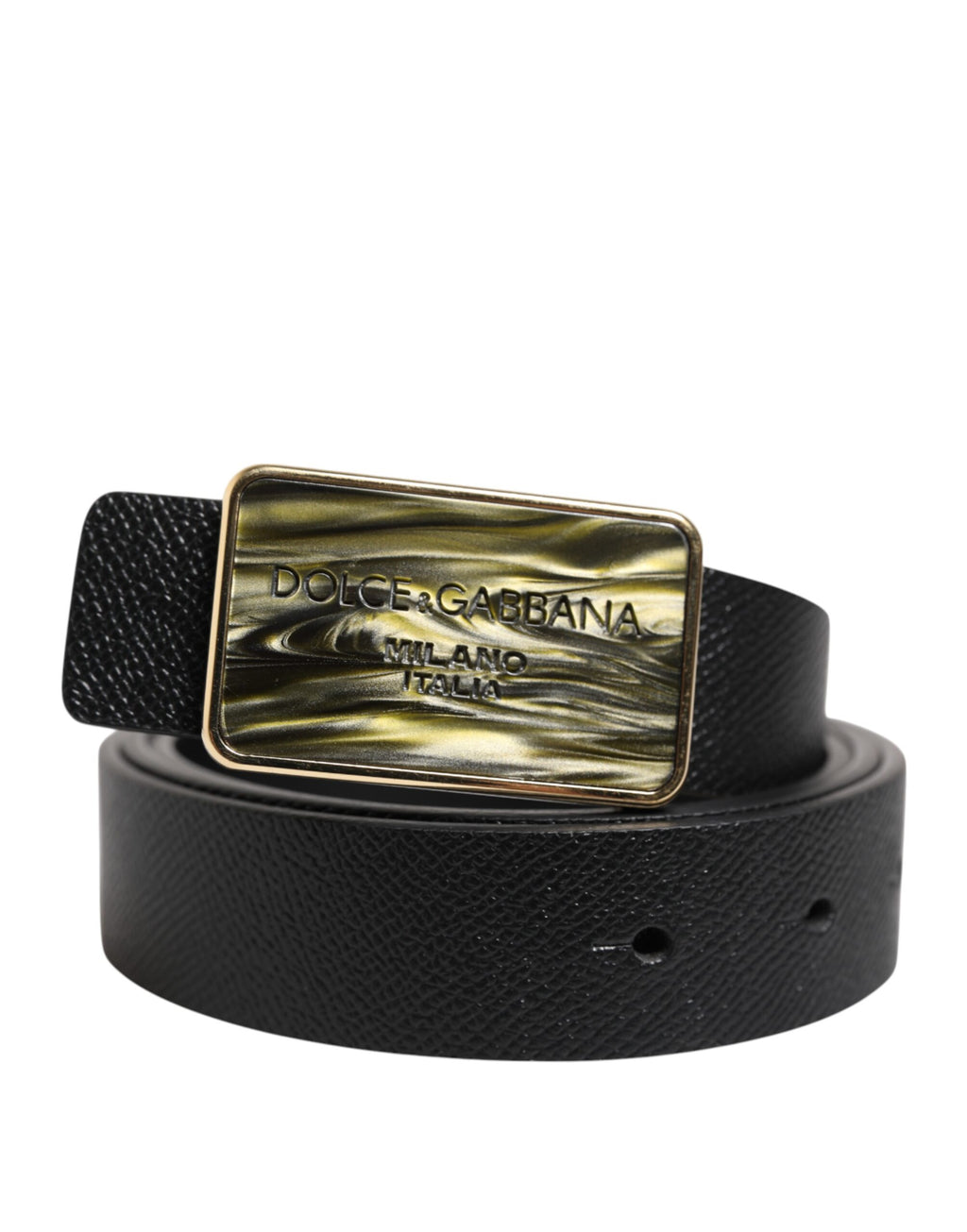 Dolce & Gabbana Black Leather Classic Metal Logo Buckle Belt
