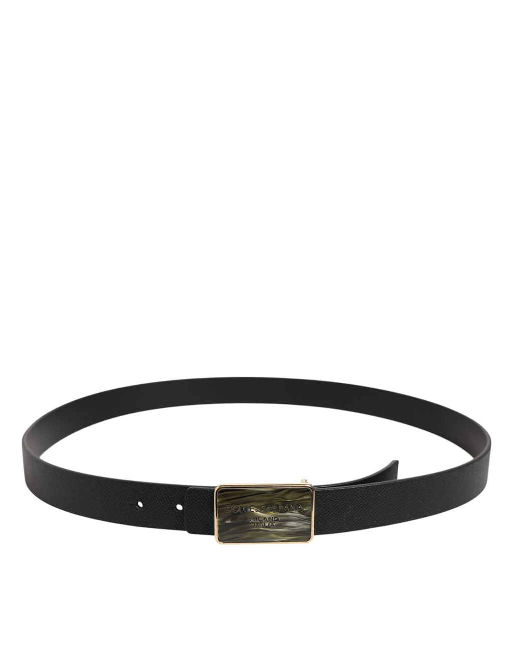 Dolce & Gabbana Black Leather Classic Metal Logo Buckle Belt