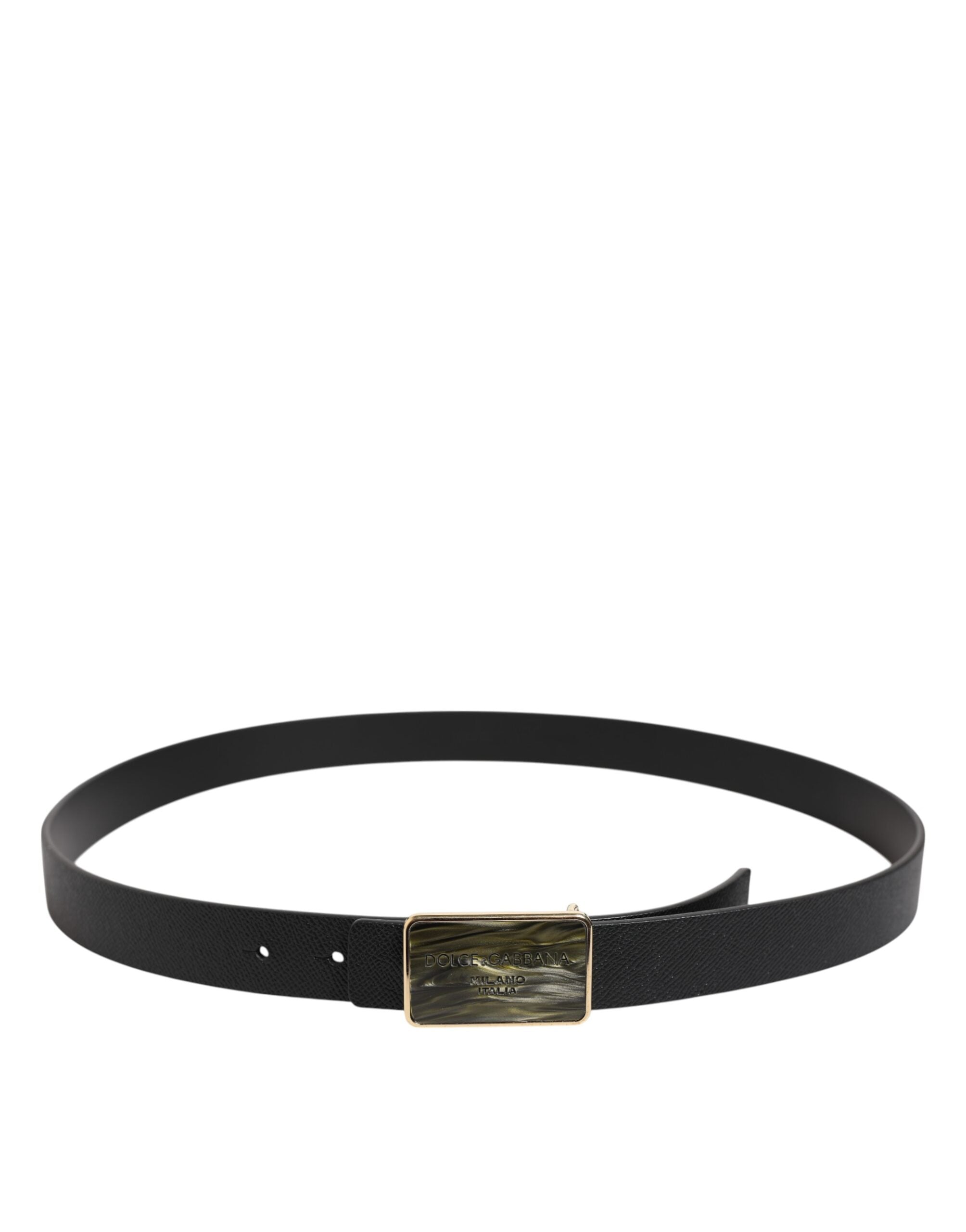 Dolce & Gabbana Black Leather Classic Metal Logo Buckle Belt