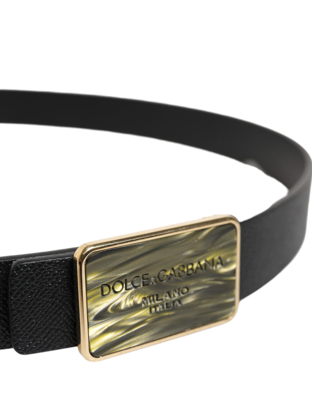 Dolce & Gabbana Black Leather Classic Metal Logo Buckle Belt