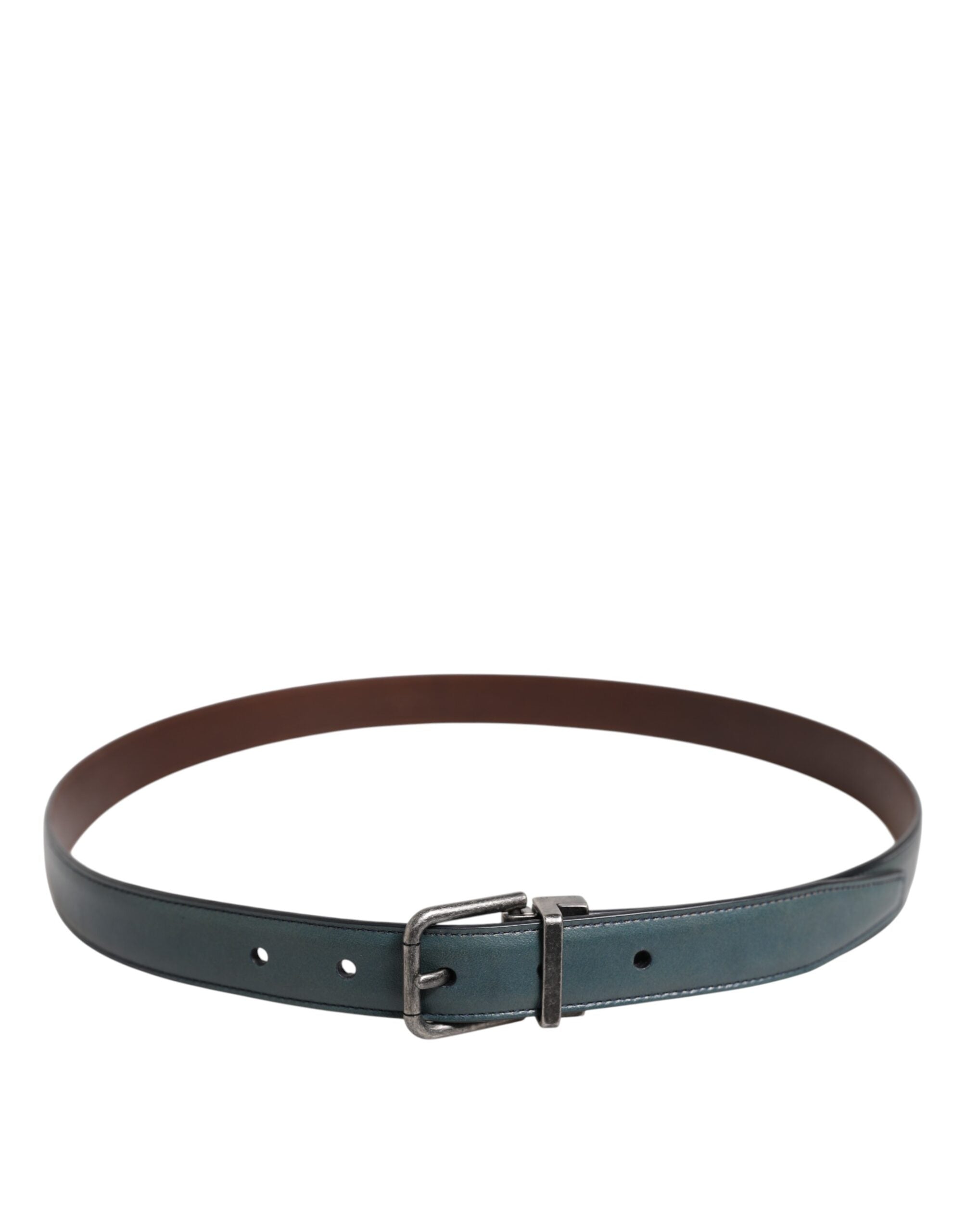 Dolce & Gabbana Green Classic Leather Metal Logo Buckle Belt