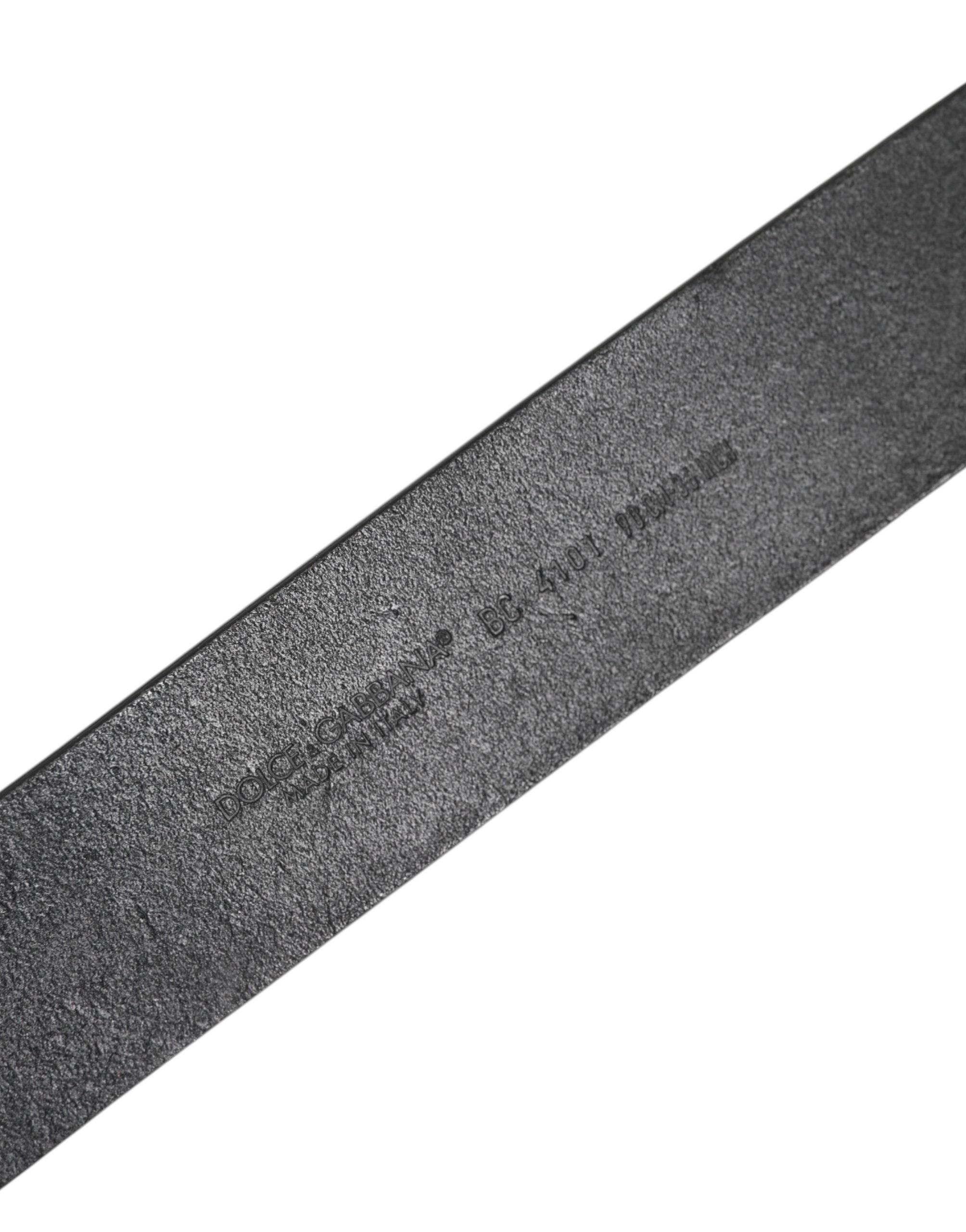 Dolce & Gabbana Black Classic Leather Bee Metal Buckle Belt