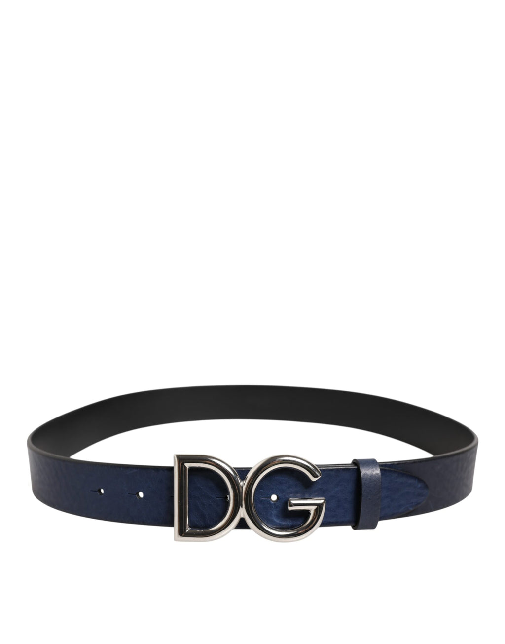 Dolce & Gabbana Blue Classic Silver Metal DG Logo Buckle Belt