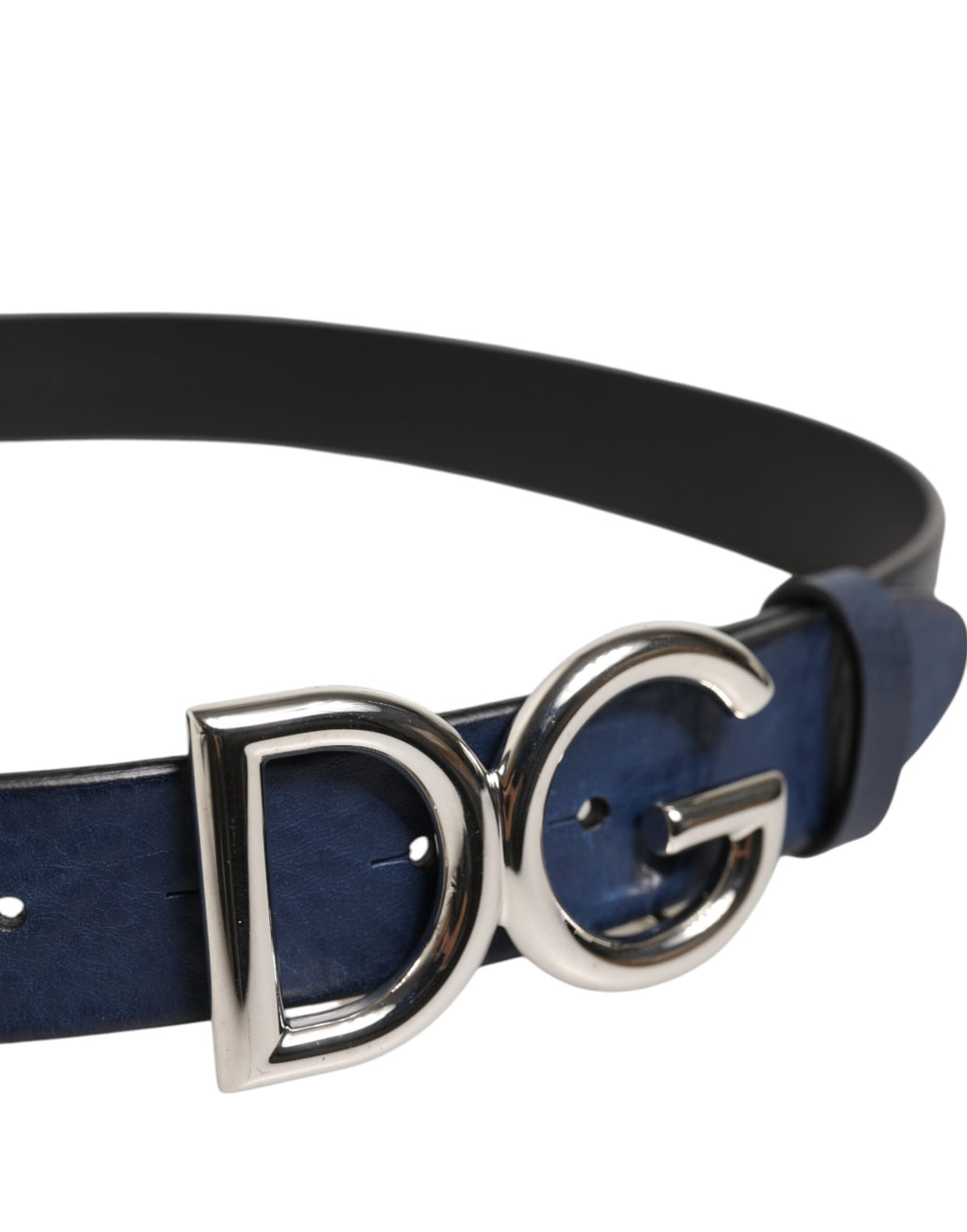 Dolce & Gabbana Blue Classic Silver Metal DG Logo Buckle Belt