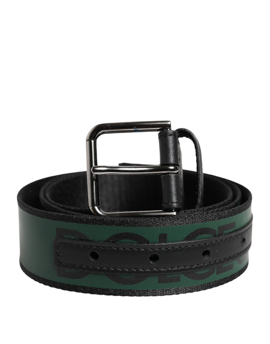 Dolce & Gabbana Green Black Polyester DG Logo Buckle Belt
