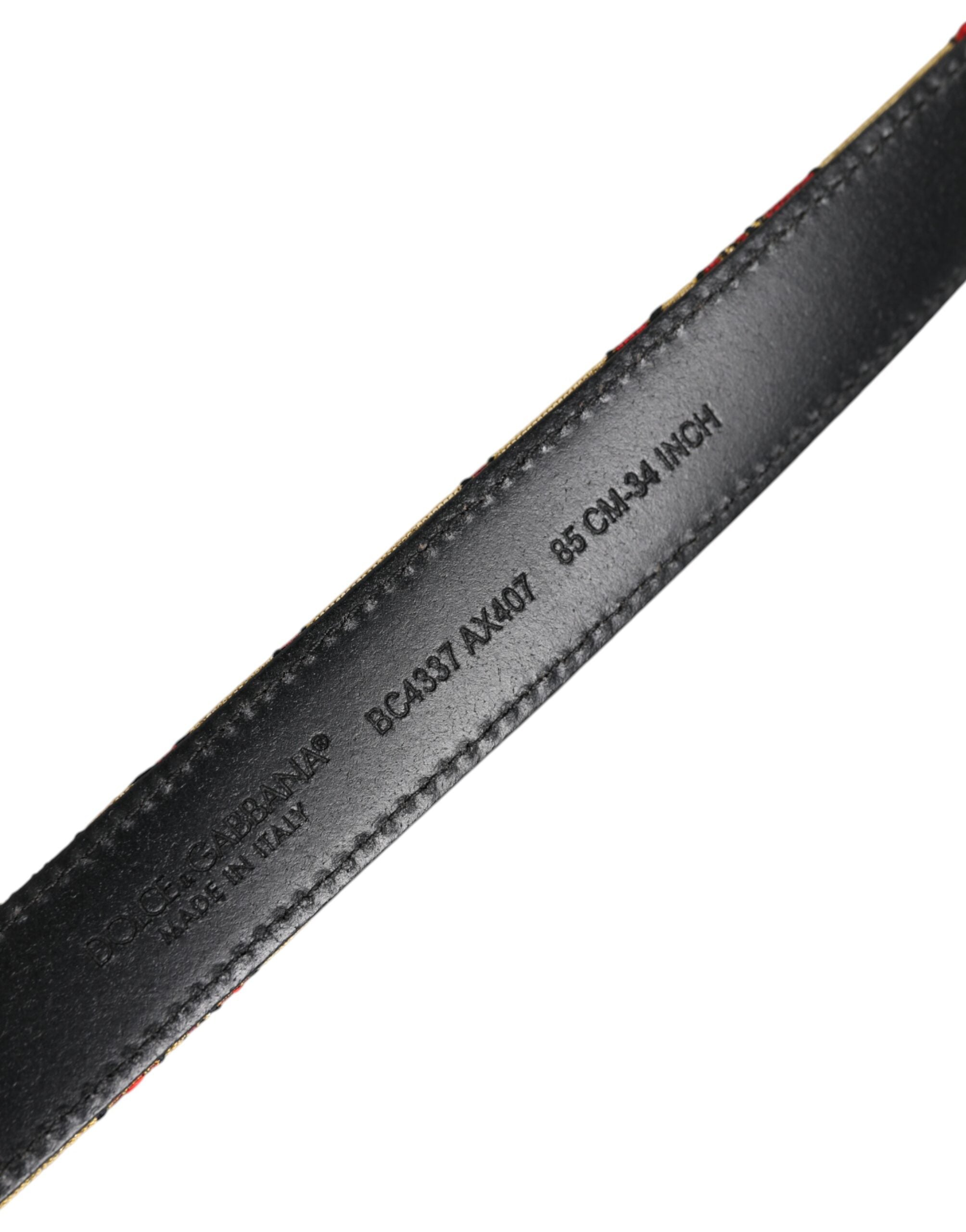 Dolce & Gabbana Gold Floral Jacquard Silver Metal Buckle Belt