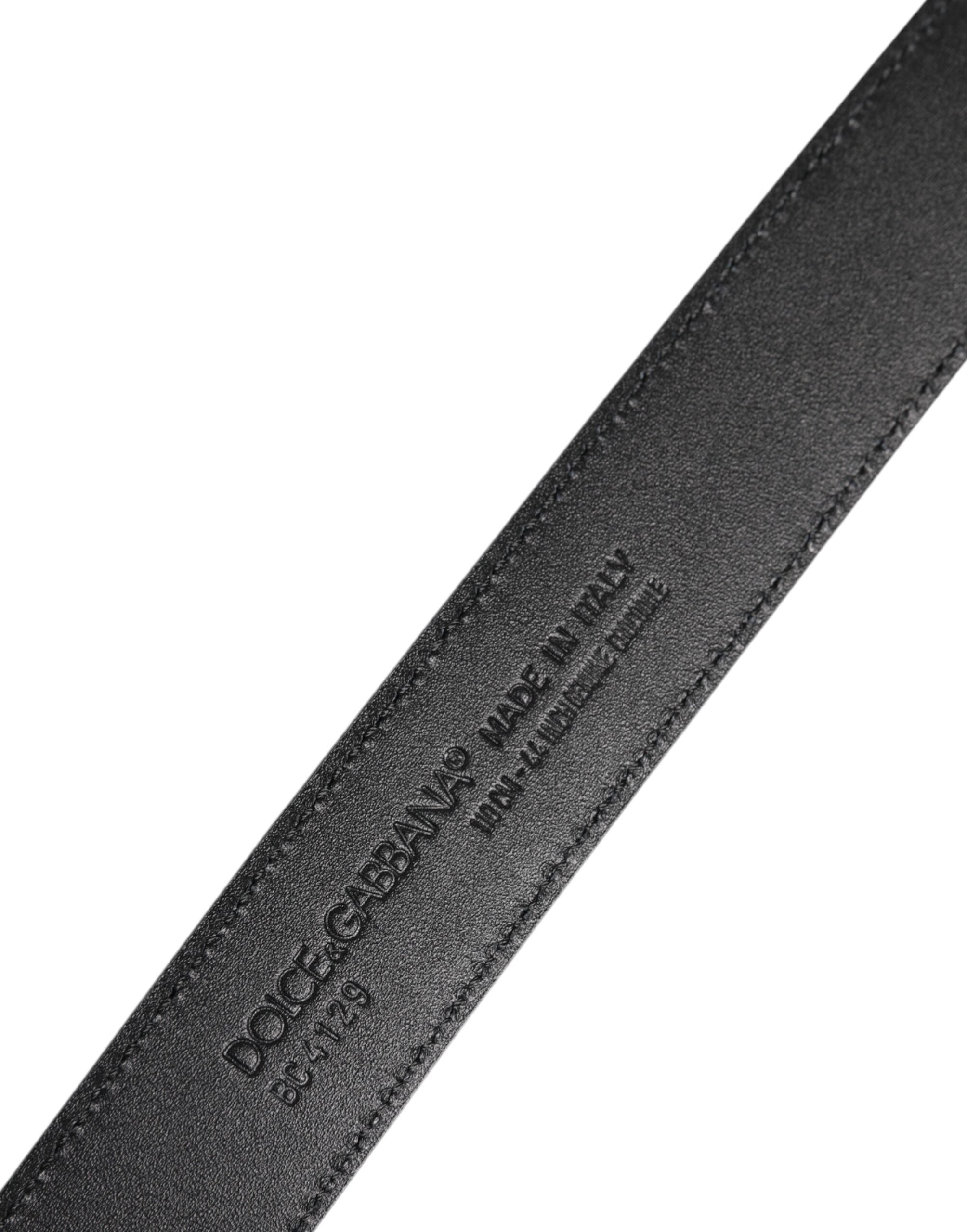 Dolce & Gabbana Black Leather Classic Metal DG Buckle Belt