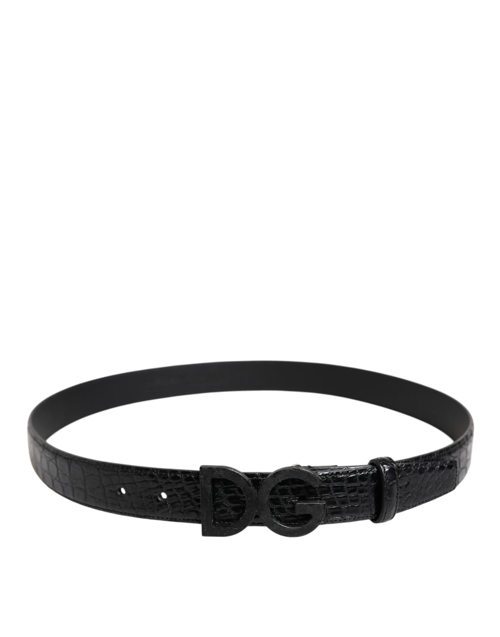 Dolce & Gabbana Black Leather Classic Metal DG Buckle Belt