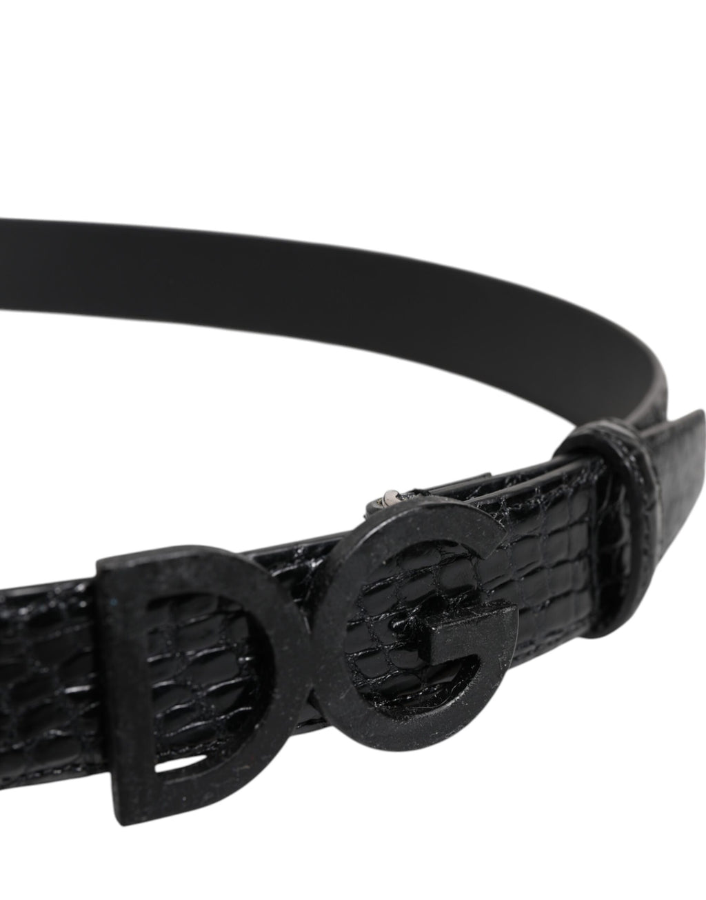 Dolce & Gabbana Black Leather Classic Metal DG Buckle Belt