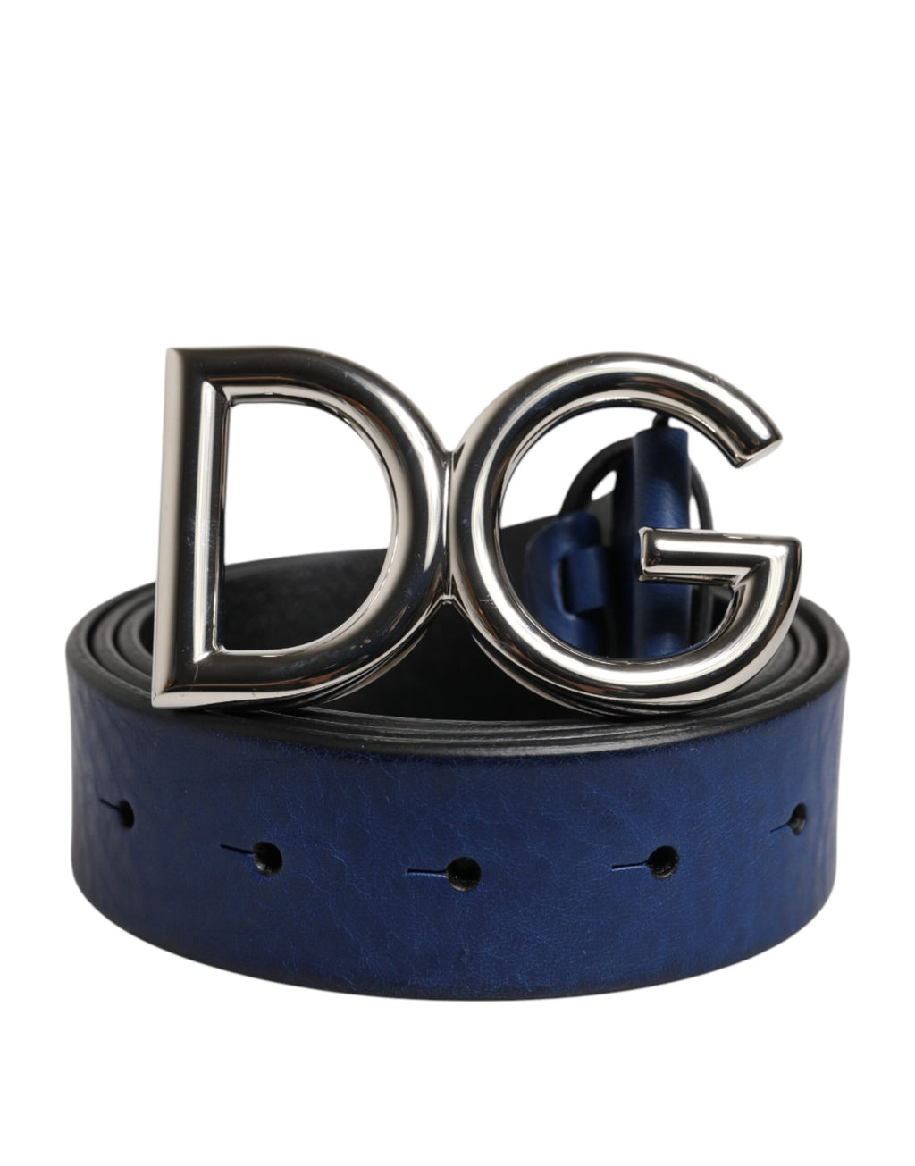 Dolce & Gabbana Blue Classic Silver Metal DG Logo Buckle Belt