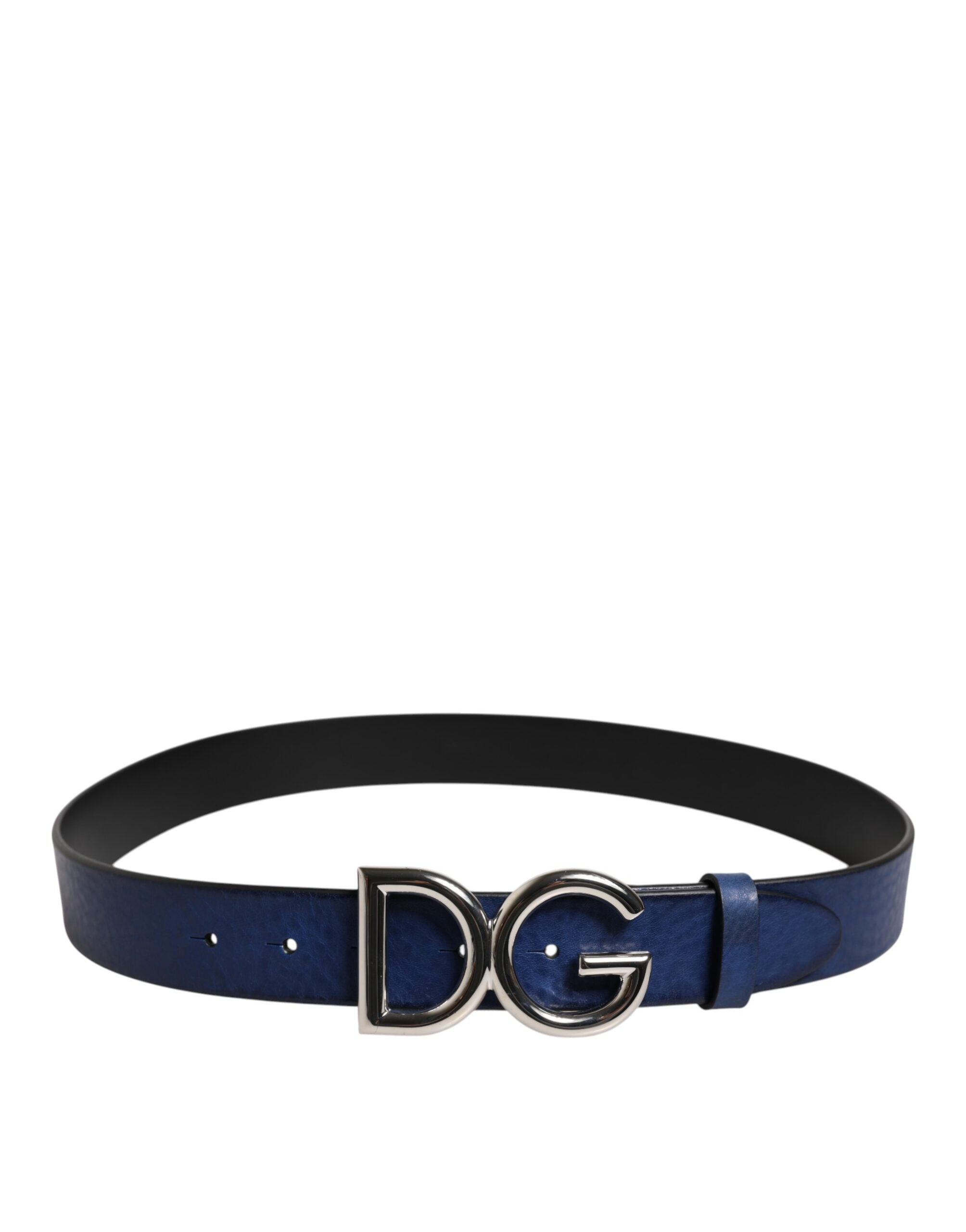 Dolce & Gabbana Blue Classic Silver Metal DG Logo Buckle Belt