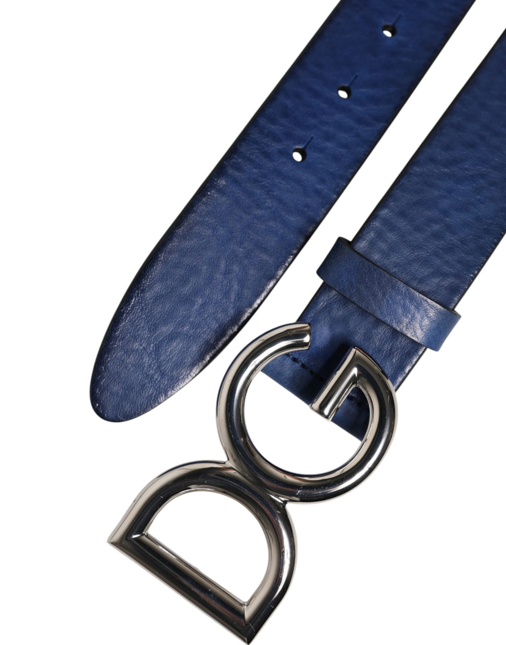 Dolce & Gabbana Blue Classic Silver Metal DG Logo Buckle Belt