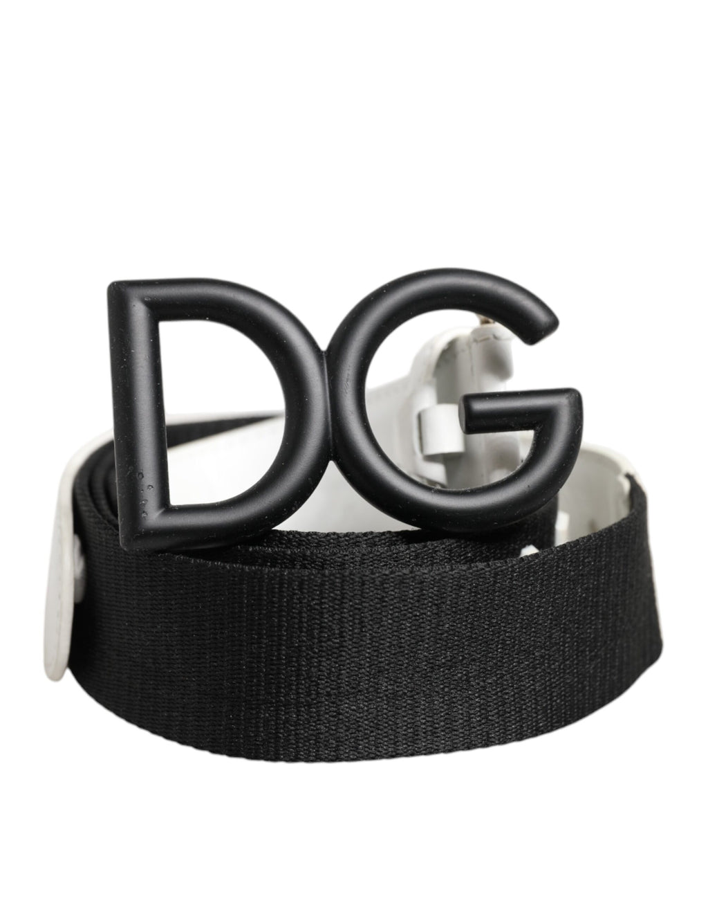 Dolce & Gabbana Black White Metal DG Logo Buckle Belt