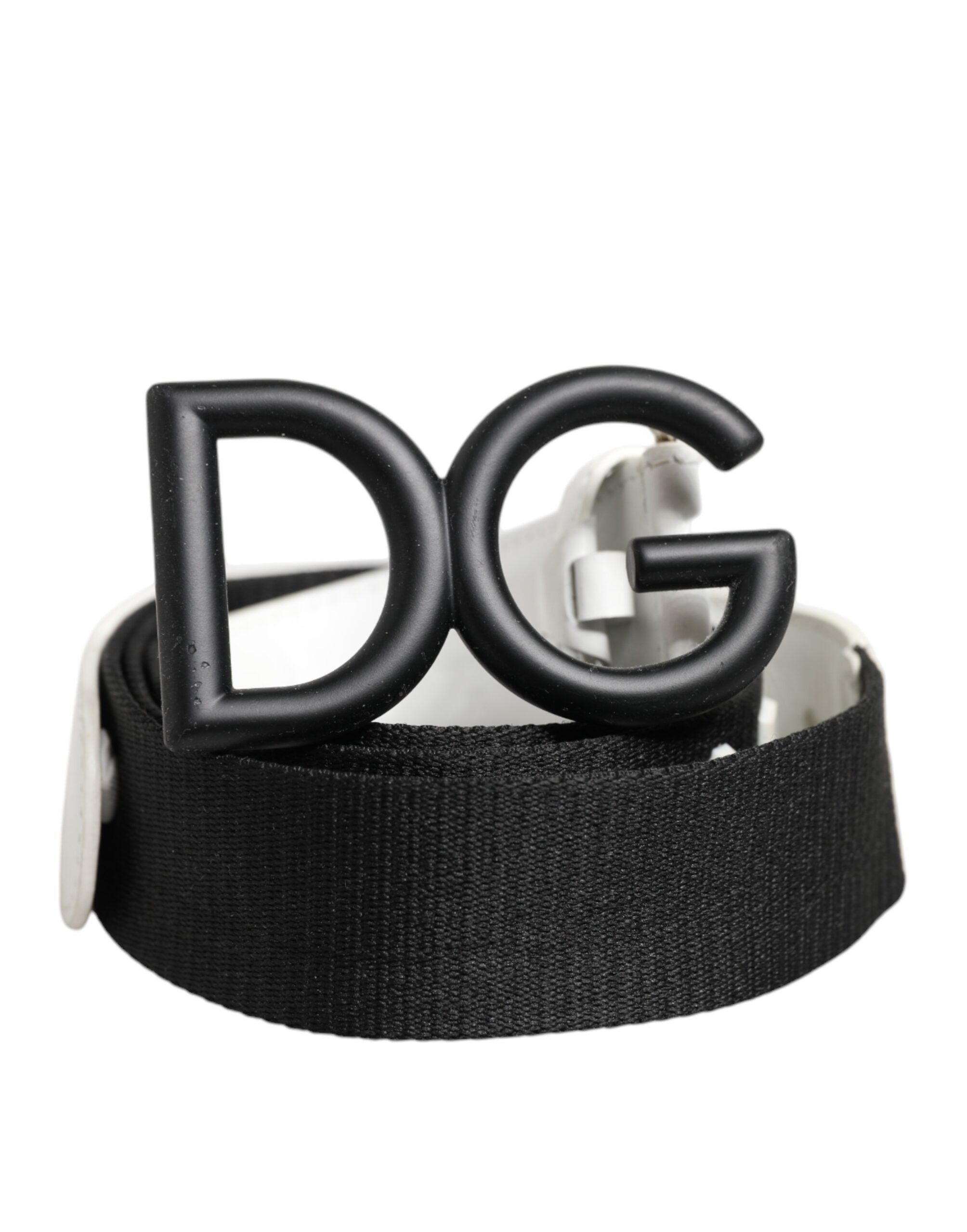 Dolce & Gabbana Black White Metal DG Logo Buckle Belt